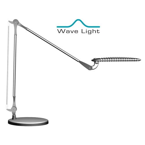 Wave Light LED Task Light with Adjustable Desk Base - Platinum Finish for Home Office, Study & Reading - Energy Efficient Workspace Lighting