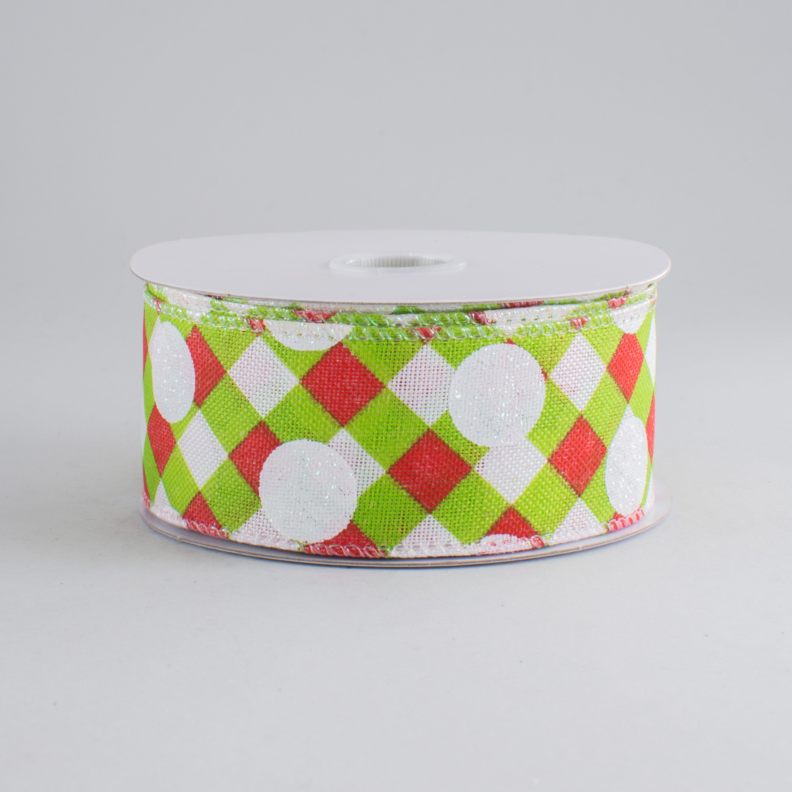 1.5 Inch Gingham Basket Weave Ribbon with Christmas Glitter Dots - 10 Yards Bulk Roll for Gift Wrapping, Holiday Decorations, DIY Crafts and Party Supplies