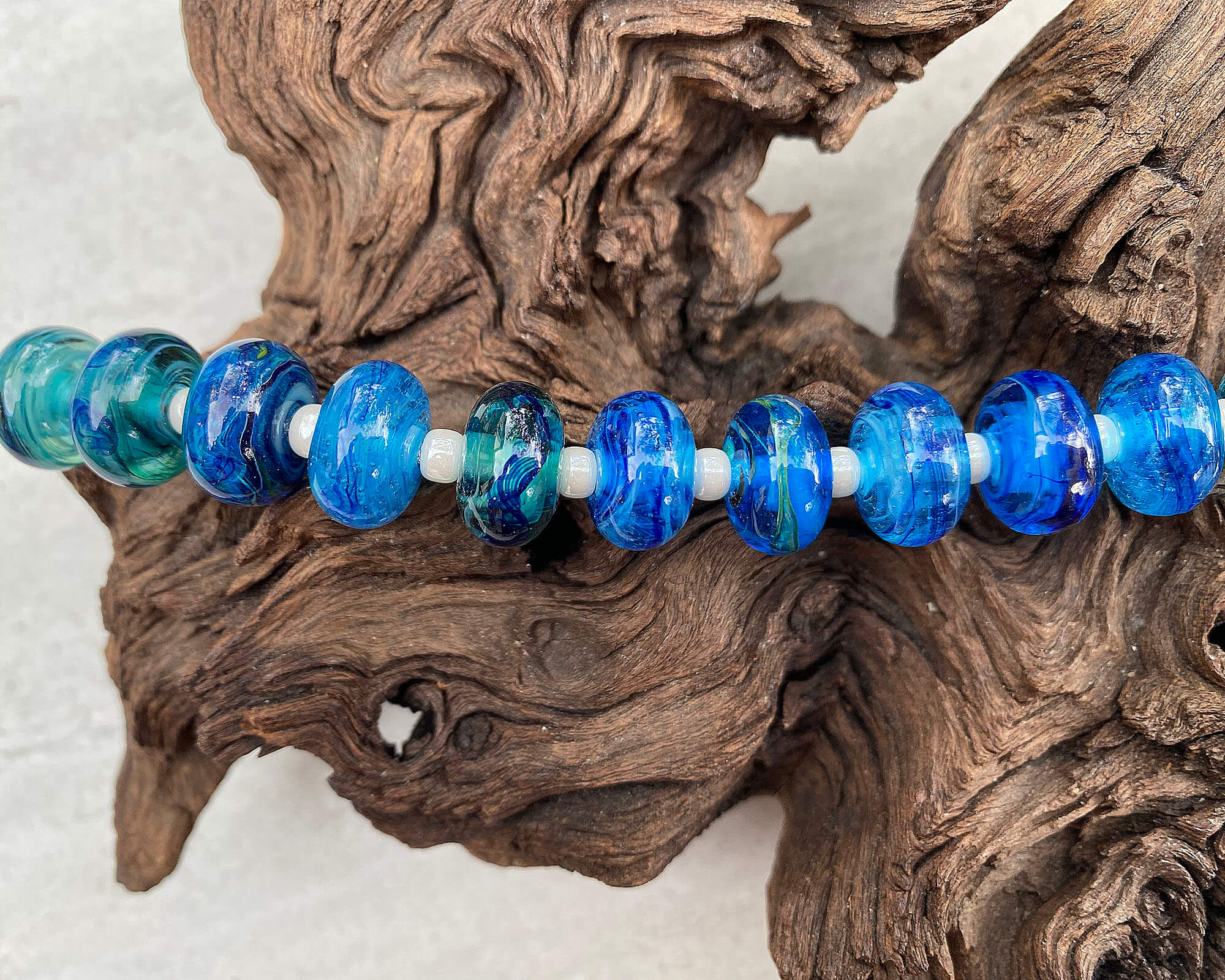 20 Vibrant Aqua Blue Ocean Lampwork Glass Beads Set for Jewelry Making - DIY Necklace, Bracelet & Earrings Craft Supplies - Perfect for Beach Theme Jewelry Designs