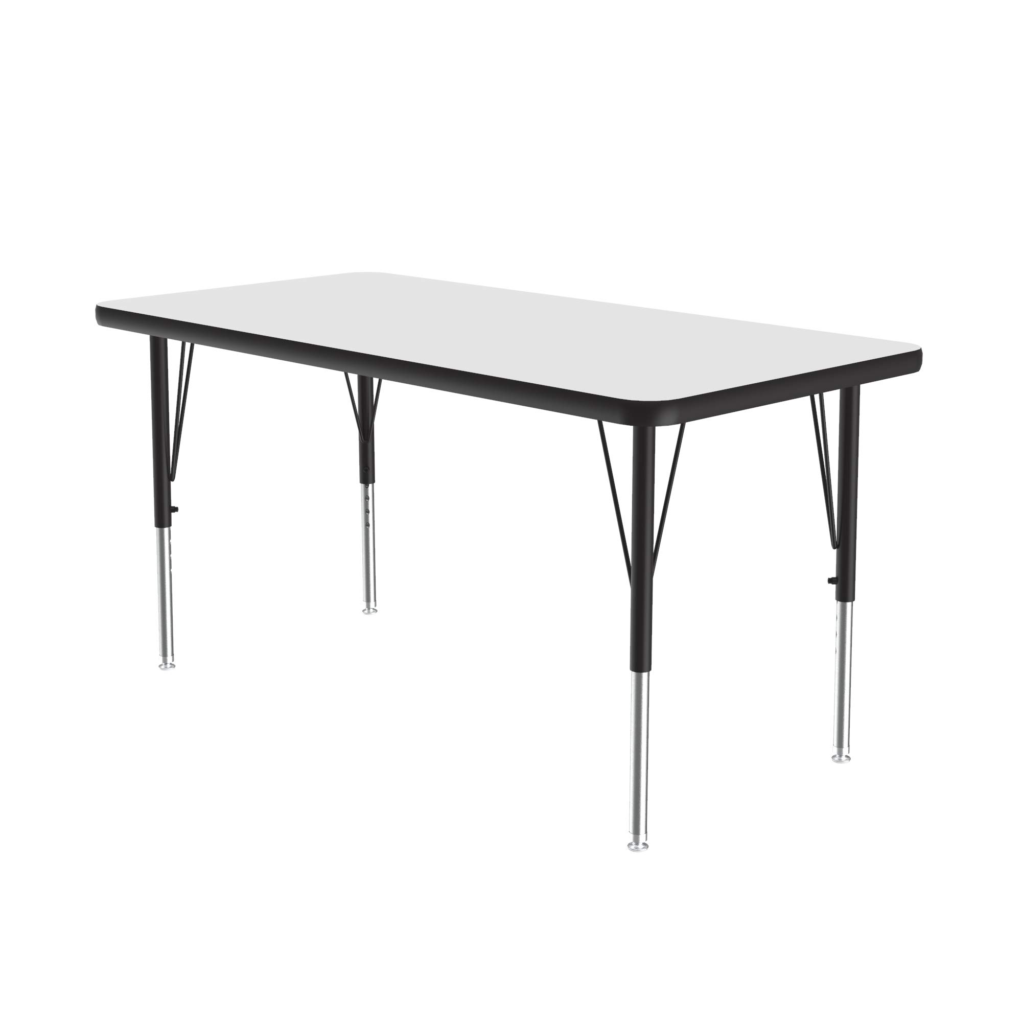 Correll 24x60 Inch Adjustable Height Rectangular Classroom Activity Table - White Durable High Pressure Laminate Top - School Furniture for Classrooms, Libraries & Study Areas (A2460-REC-36)