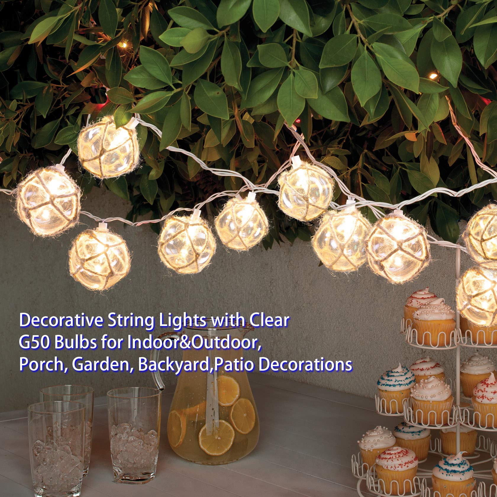 Nautical Fish Float String Lights - Set of 10 Clear G50 Ball Lights for Outdoor & Indoor Decor | Perfect for Beach Parties, Patio Lighting, and Wall Decorations