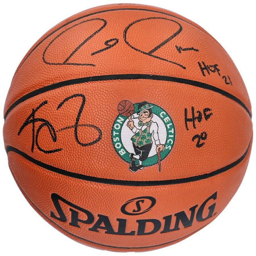 Paul Pierce & Kevin Garnett Autographed Boston Celtics Basketball with Team Logo - Perfect for NBA Memorabilia Collectors & Celtics Fans Display