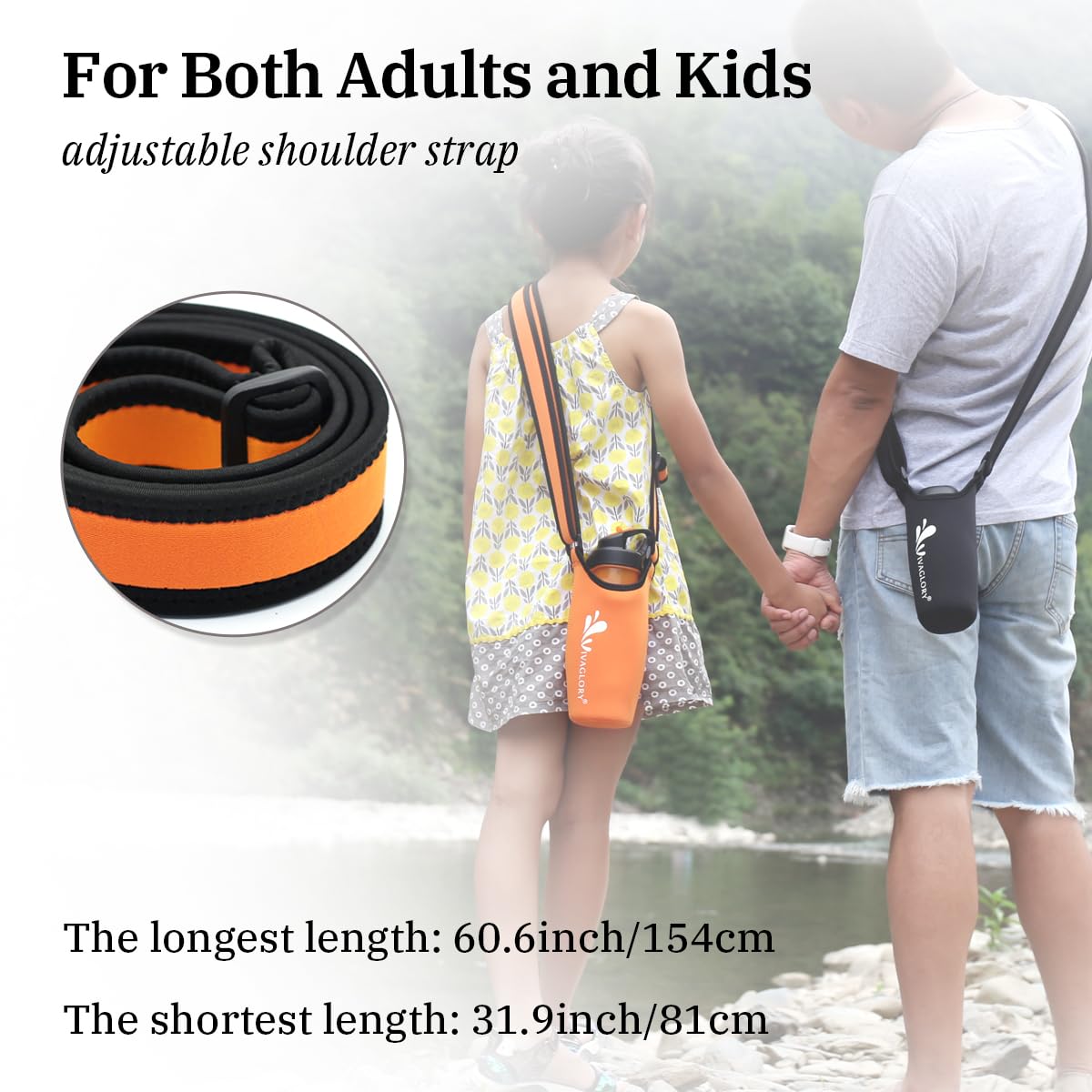 VIVAGLORY Insulated Neoprene Water Bottle Holder - Adjustable Strap for Sports & Outdoor