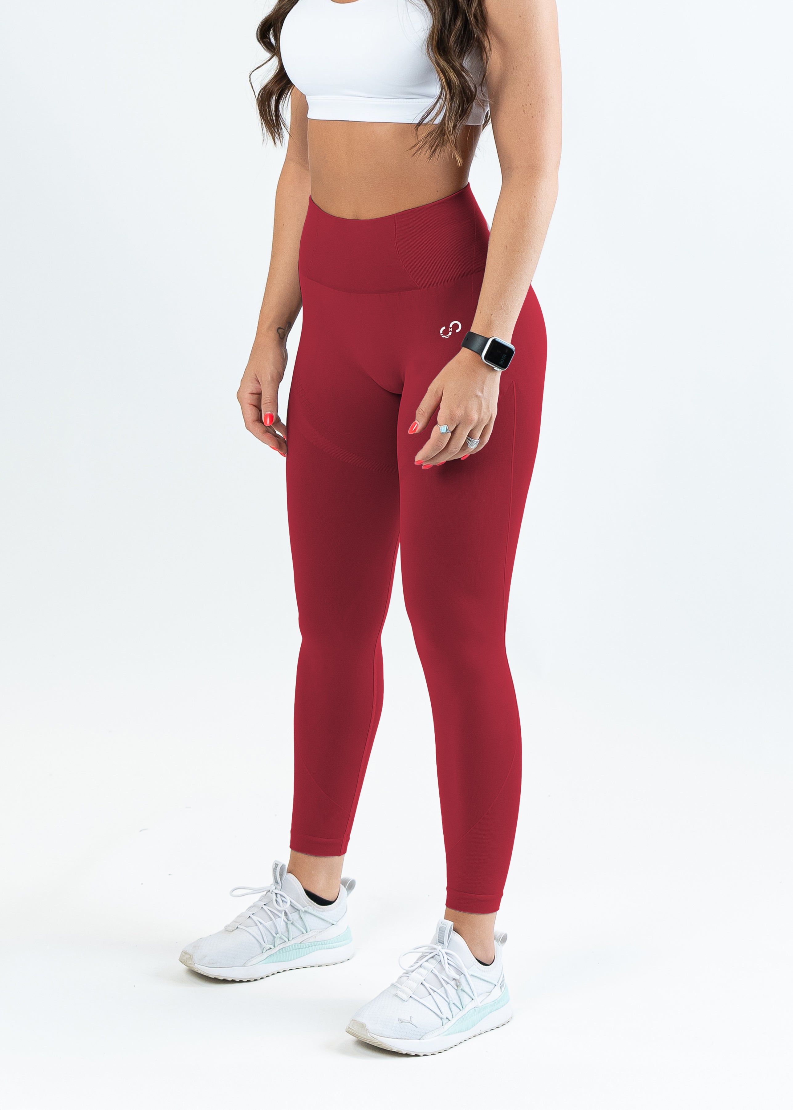 High-Waisted Sculpt Seamless Leggings for Women - Comfortable & Tummy Control - Cranberry Red - Perfect for Yoga, Workouts & Everyday Wear