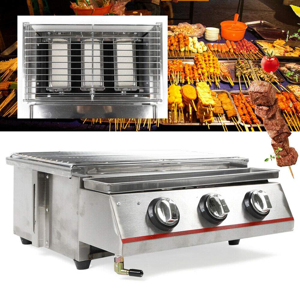 DYRABREST Commercial Smokeless Indoor Grill - Stainless Steel Gas Grill for Home Use with Drip Tray & Annular Heating Tube - Perfect for Apartment BBQ, Kitchen Cooking, and Smoke-Free Grilling (Style 2)