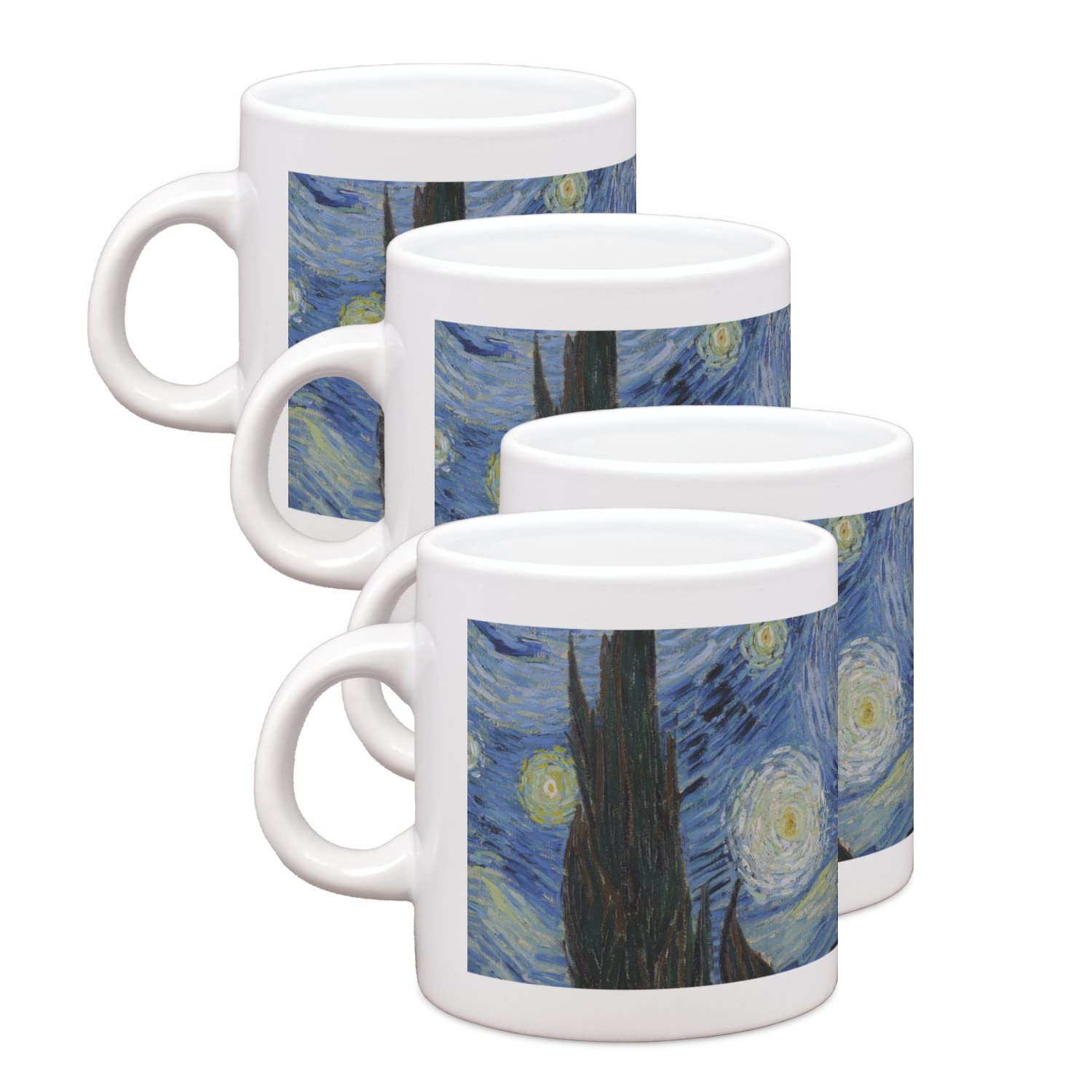 Van Gogh Starry Night Espresso Cups Set of 4 - Handmade Ceramic Coffee Mugs for Home, Office & Cafe Use - Perfect Gift for Art Lovers & Coffee Enthusiasts