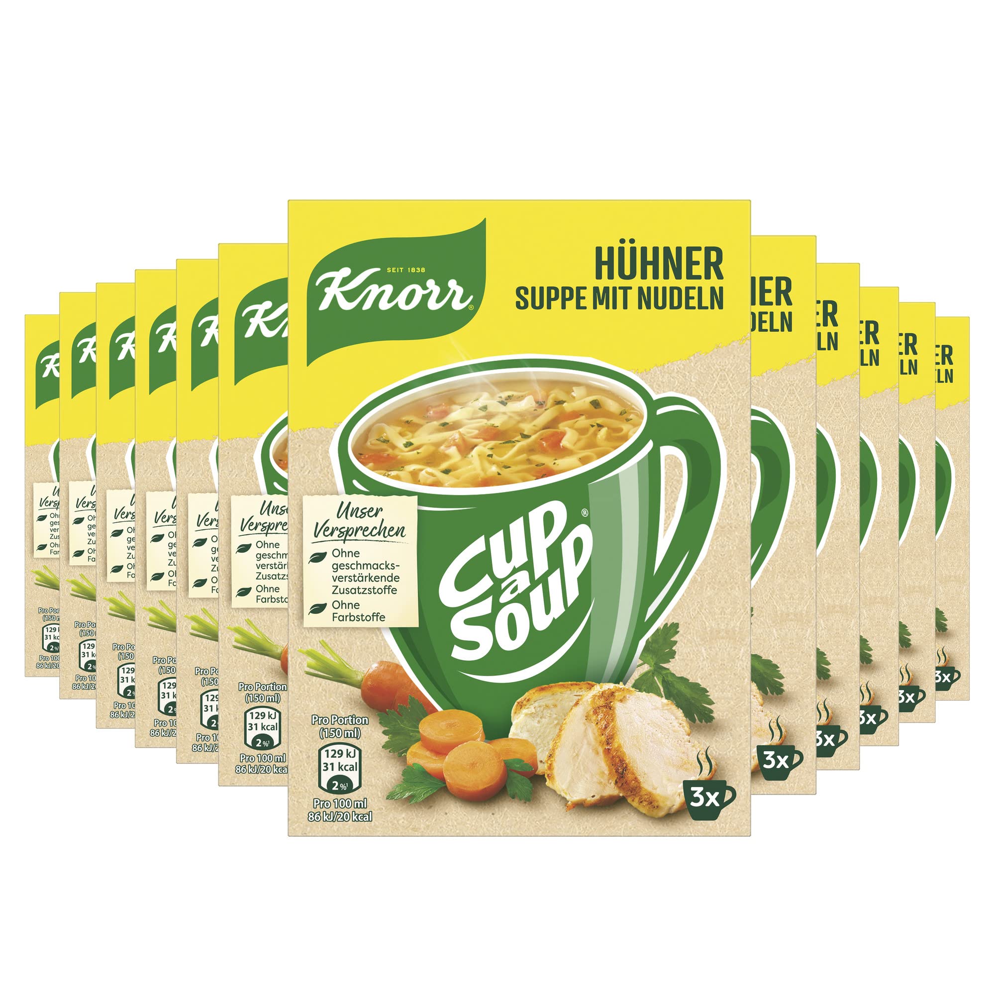 Knorr Cup a Soup Chicken Noodle Soup - 12 Pack (3 Servings Each) | Quick & Easy Instant Soup | No Artificial Dyes or Flavor Enhancers | Perfect for Office Lunches, Camping & Quick Meals