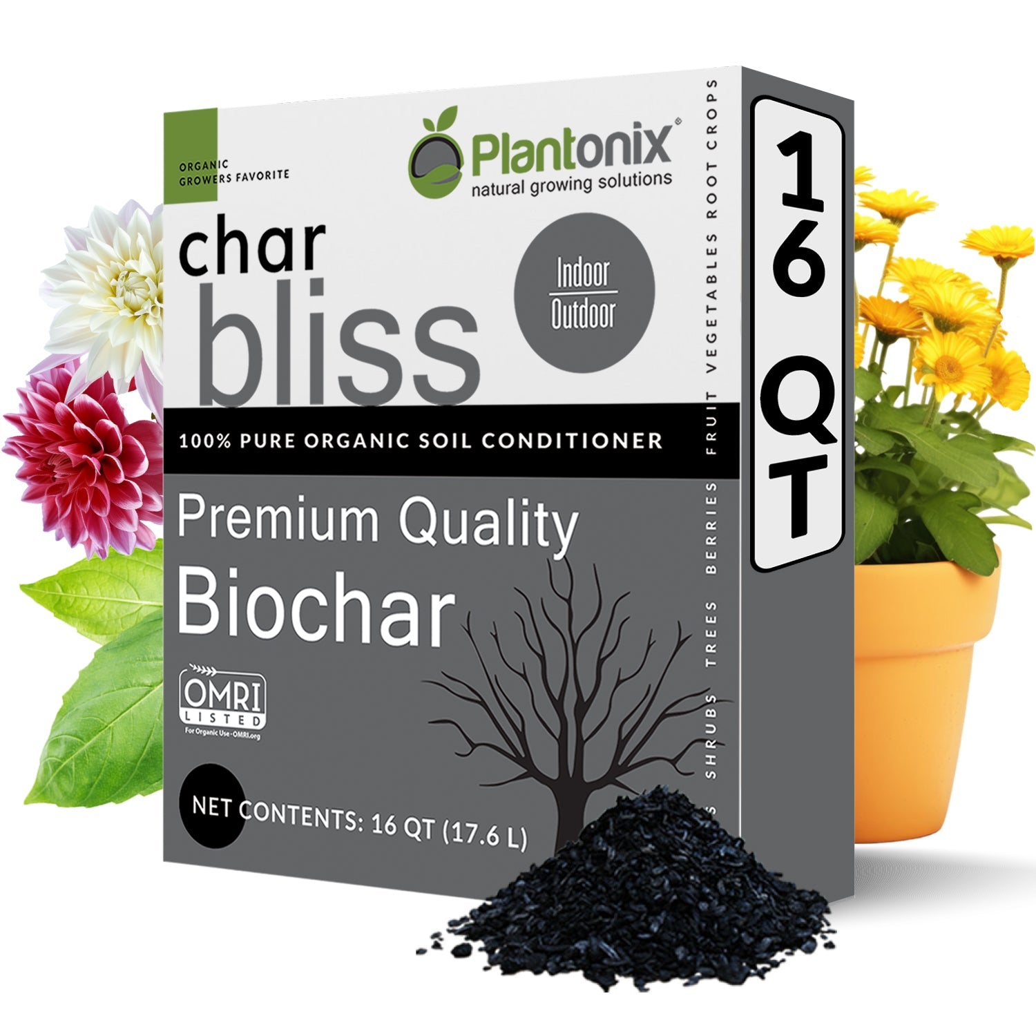 Premium Biochar Soil Amendment by Char Bliss - Organic Garden Fertilizer for Healthy Plants & Vegetables | Ideal for Home Gardens, Lawns & Indoor Plants