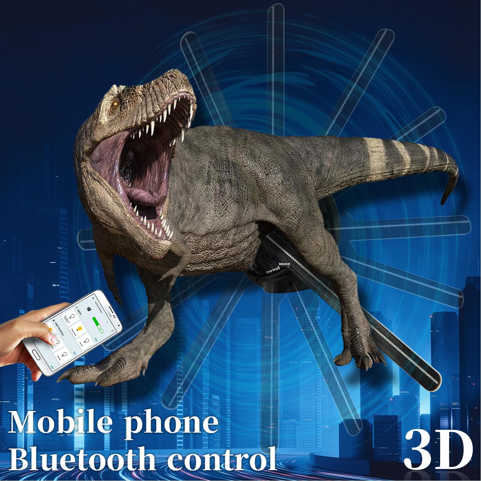 18.9-Inch 3D Hologram Fan Display Projector with WiFi & Bluetooth - HD LED Holographic Fan with 700 Videos & Remote Control - Perfect for Halloween Decorations, Party Displays, Advertising & Retail Visuals (48CM)