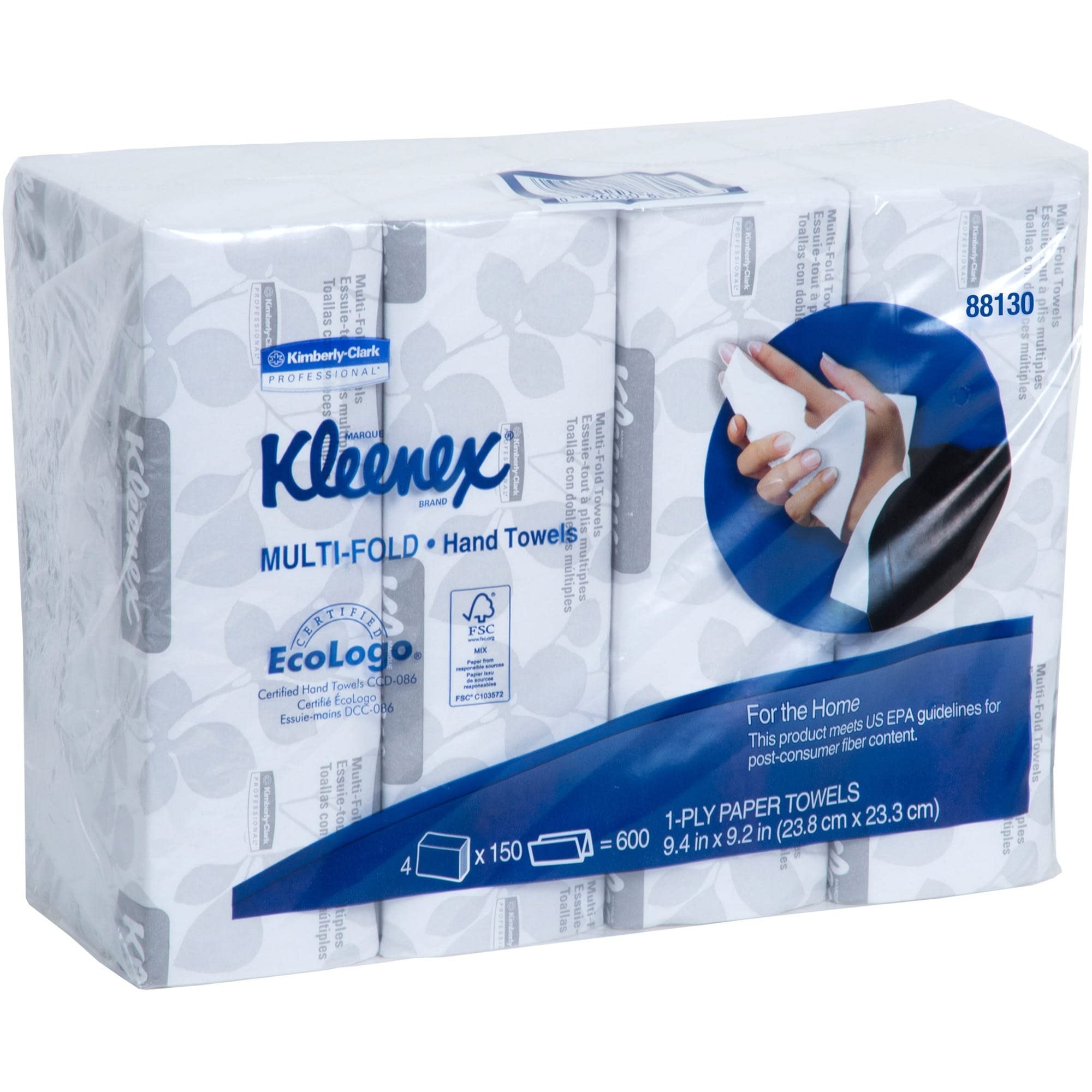 Kleenex Multifold Hand Towels - 150 Towels per Sleeve, 4 Sleeves (600 Towels Total) | Premium Absorbent Paper Towels for Bathrooms, Kitchens & Offices