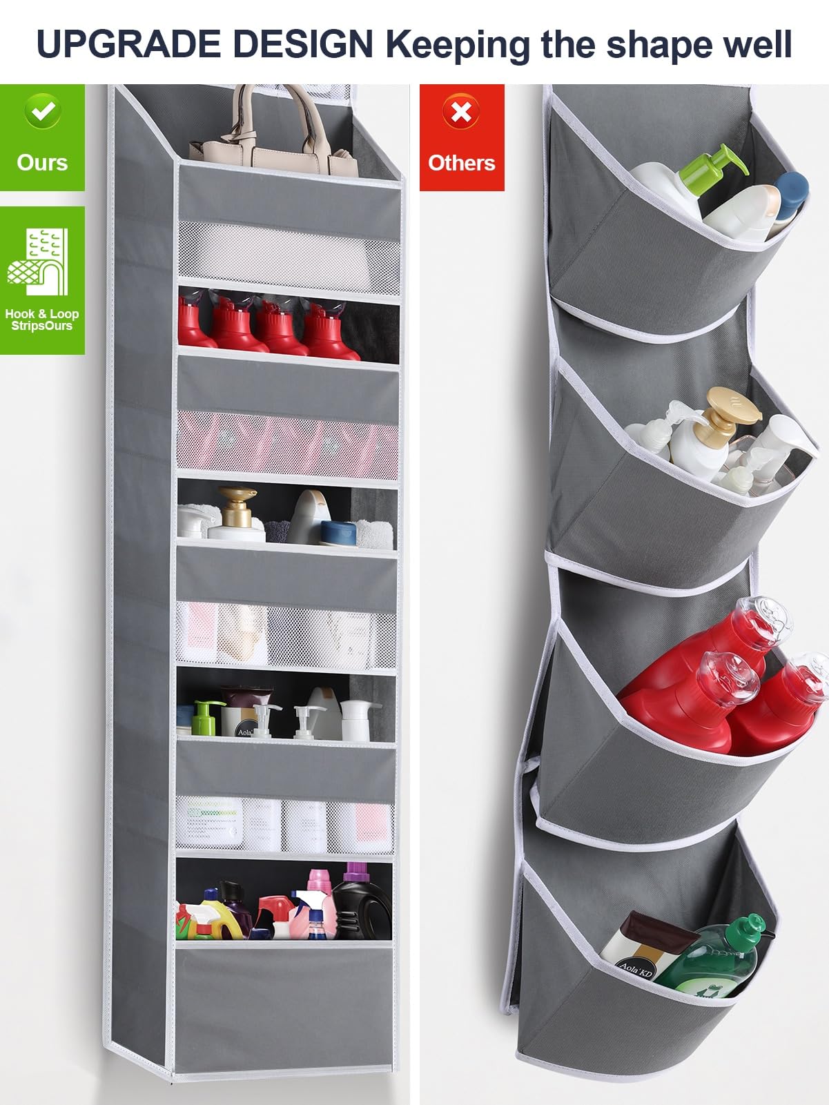 Over the Door Organizer with 6 Shelves & 8 Large Pockets - Space Saving Hanging Storage for Pantry, Nursery, Bathroom, Bedroom, Kitchen, Dorm & RV - Perfect for Organizing Toiletries, Toys, Spices & More (1 Pack)