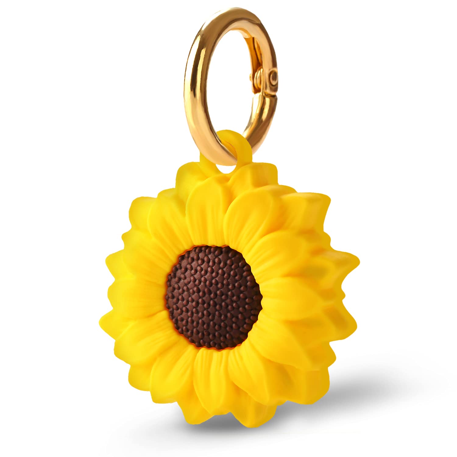 Premium Silicone AirTag Case Keychain Holder - Compatible with Apple AirTag, Secure Protective Cover with Key Ring (Sunflower Design) for Keys, Bags & Travel Accessories