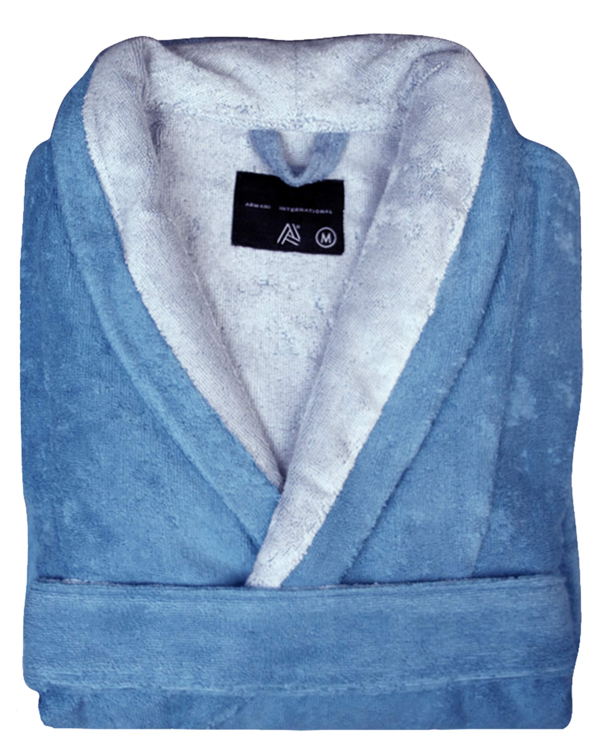 Premium Men's Bathrobe & Slippers Set with Towel - 5 Piece Luxury Spa Gift Set in Medium Blue Grey - Perfect for Home Relaxation, Hotel & Spa Use