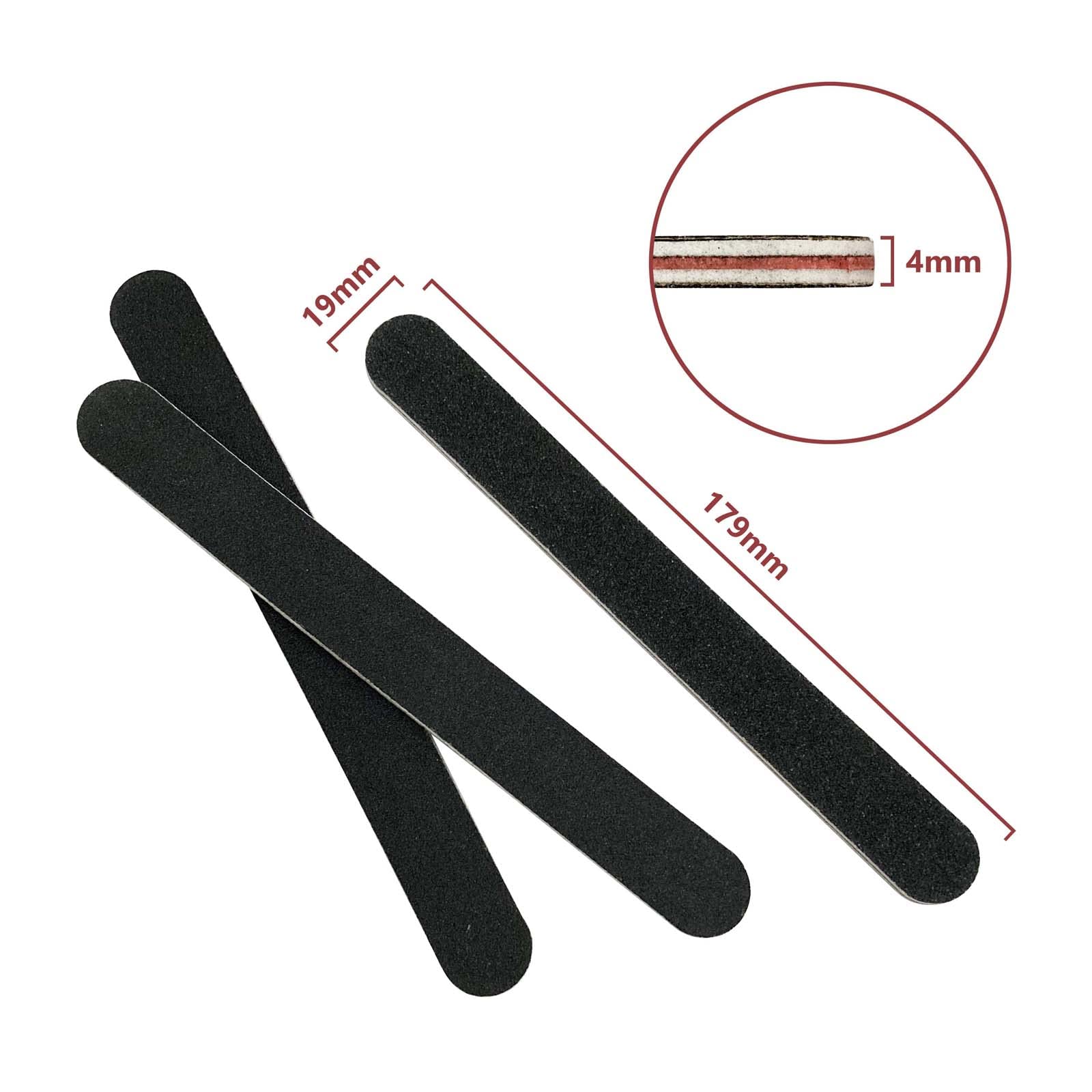 60 Pack Black 100/180 Grit Double Sided Emery Boards - Professional Reusable Nail Files for Manicure & Pedicure at Home or Salon - Perfect for Nail Care, DIY Grooming & Beauty Essentials