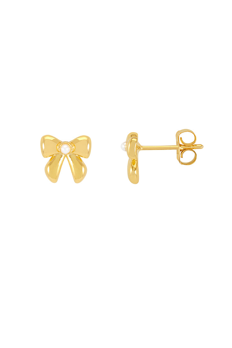 Pearl Bow Stud Earrings for Women - Elegant & Dainty Jewelry Gift for Bridesmaids, Birthday, Anniversary - Perfect for Weddings, Parties & Everyday Wear