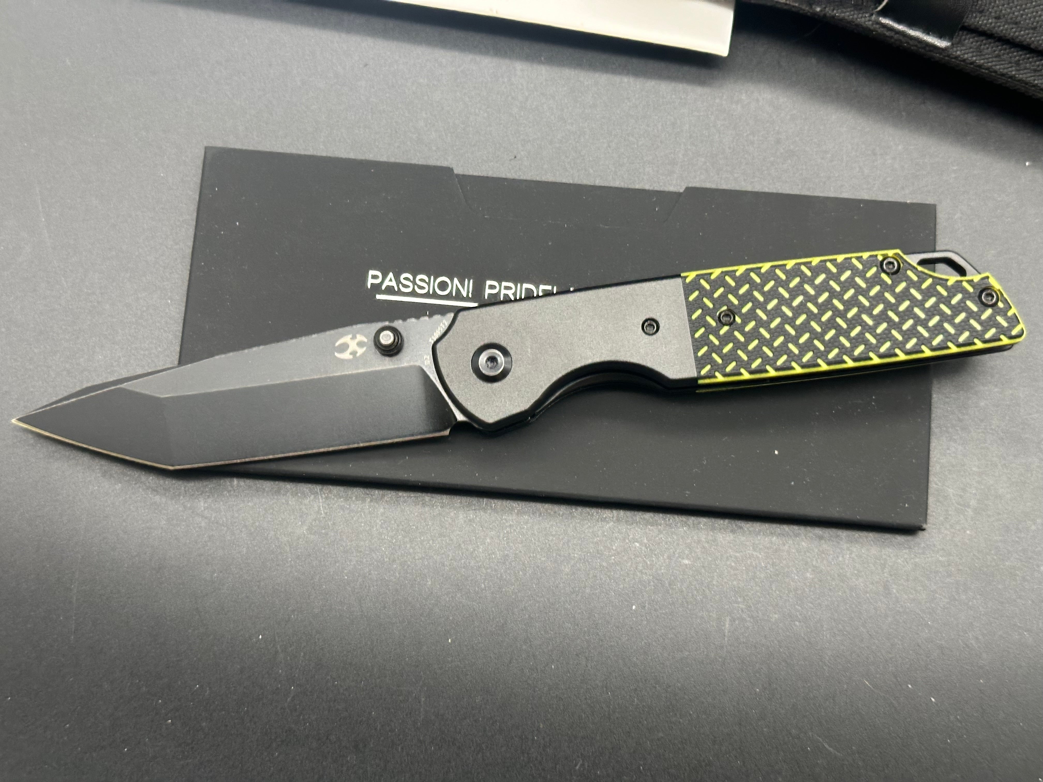 Kansept Warrior Tanto Liner Lock Folding Knife - Black/Green G10 Handle - EDC Tactical Pocket Knife for Outdoor Camping, Hiking & Survival