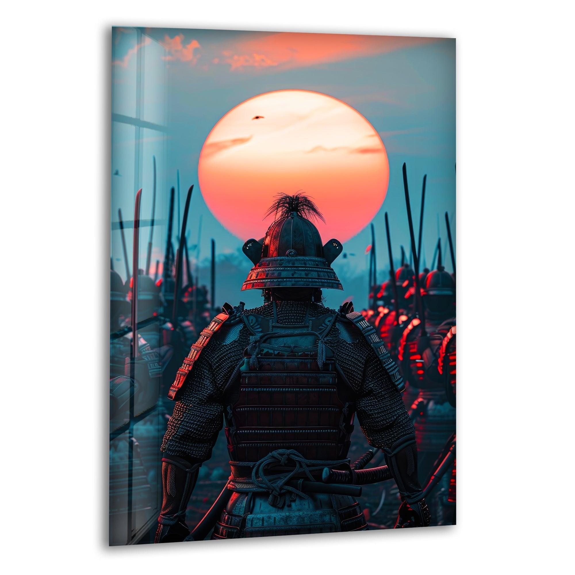 Samurai Warrior Glass Wall Art - Handmade Japanese Decor for Living Room, Bedroom & Office - Unique Home & Office Decor