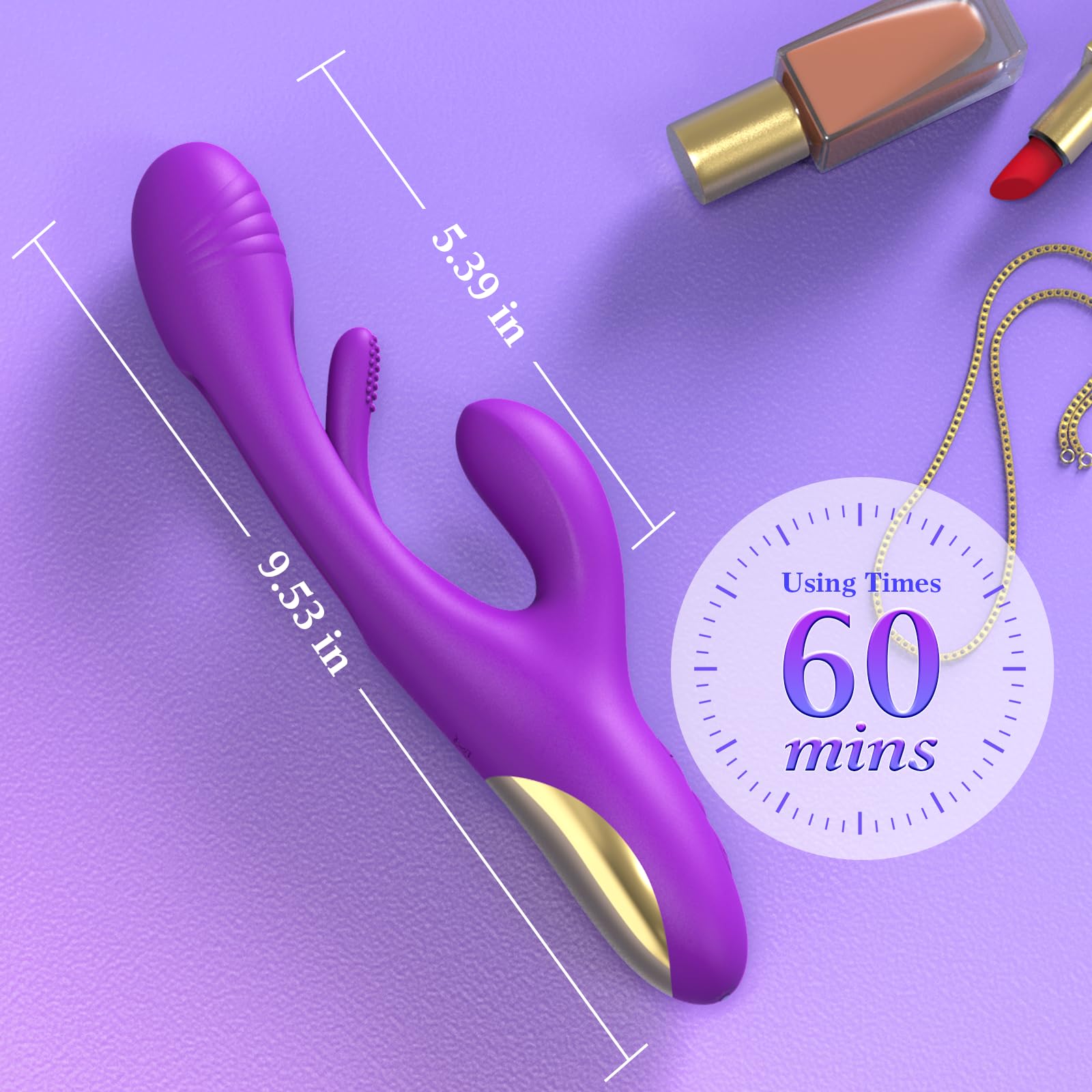 LOVENOTE 3-in-1 Rabbit Vibrator for Women - G Spot & Clitoral Stimulation with 14 Vibration Modes & 7 Tongue Licking Patterns, Rechargeable Adult Sex Toy for Couples Play, Solo Pleasure & Sensual Massage - Aurieel