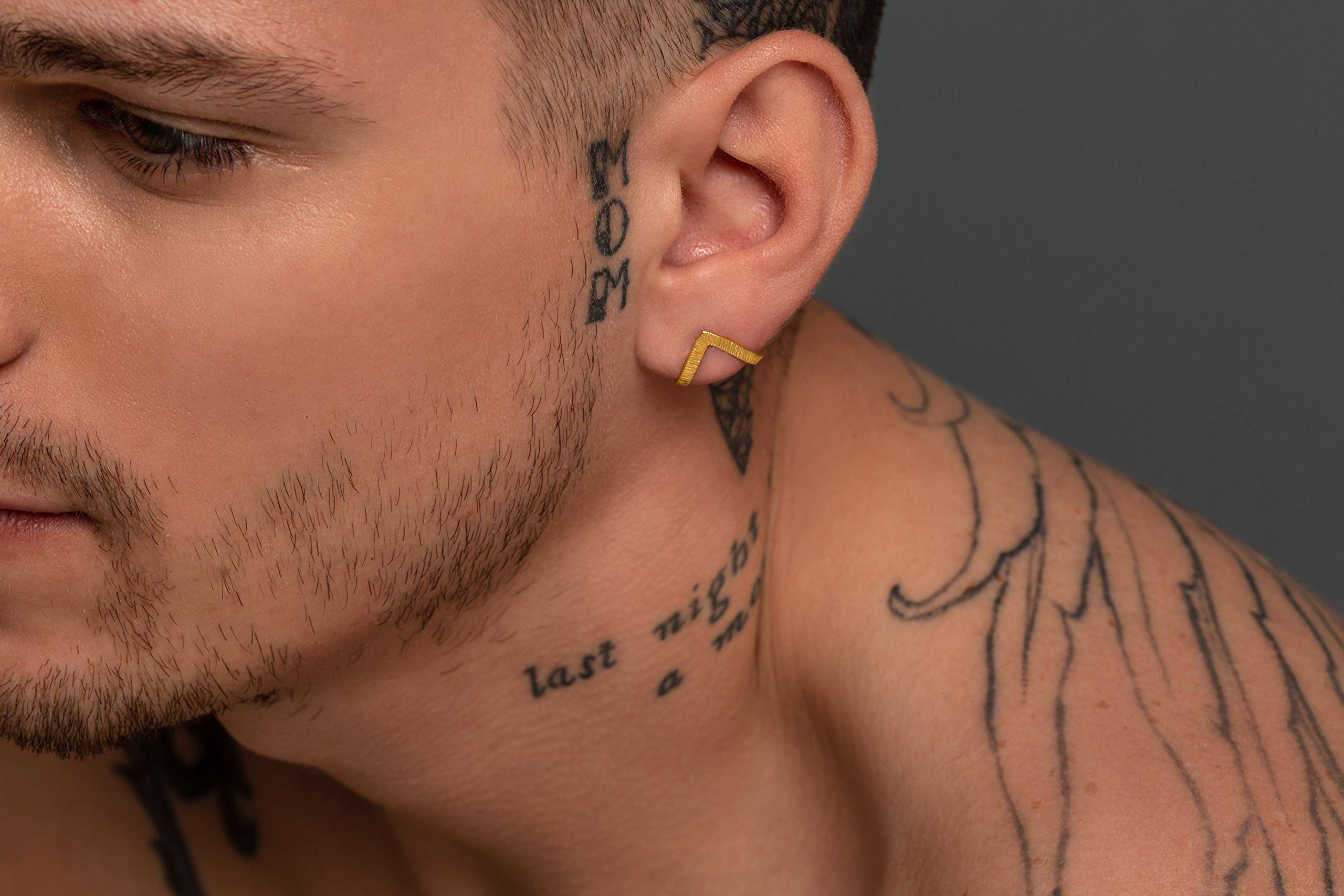 Handmade Oxidized Sterling Silver Stud Earrings for Men - Unique Unisex Ear Studs for Boyfriend, Gifts for Him - Perfect for Casual Wear, Date Nights & Special Occasions