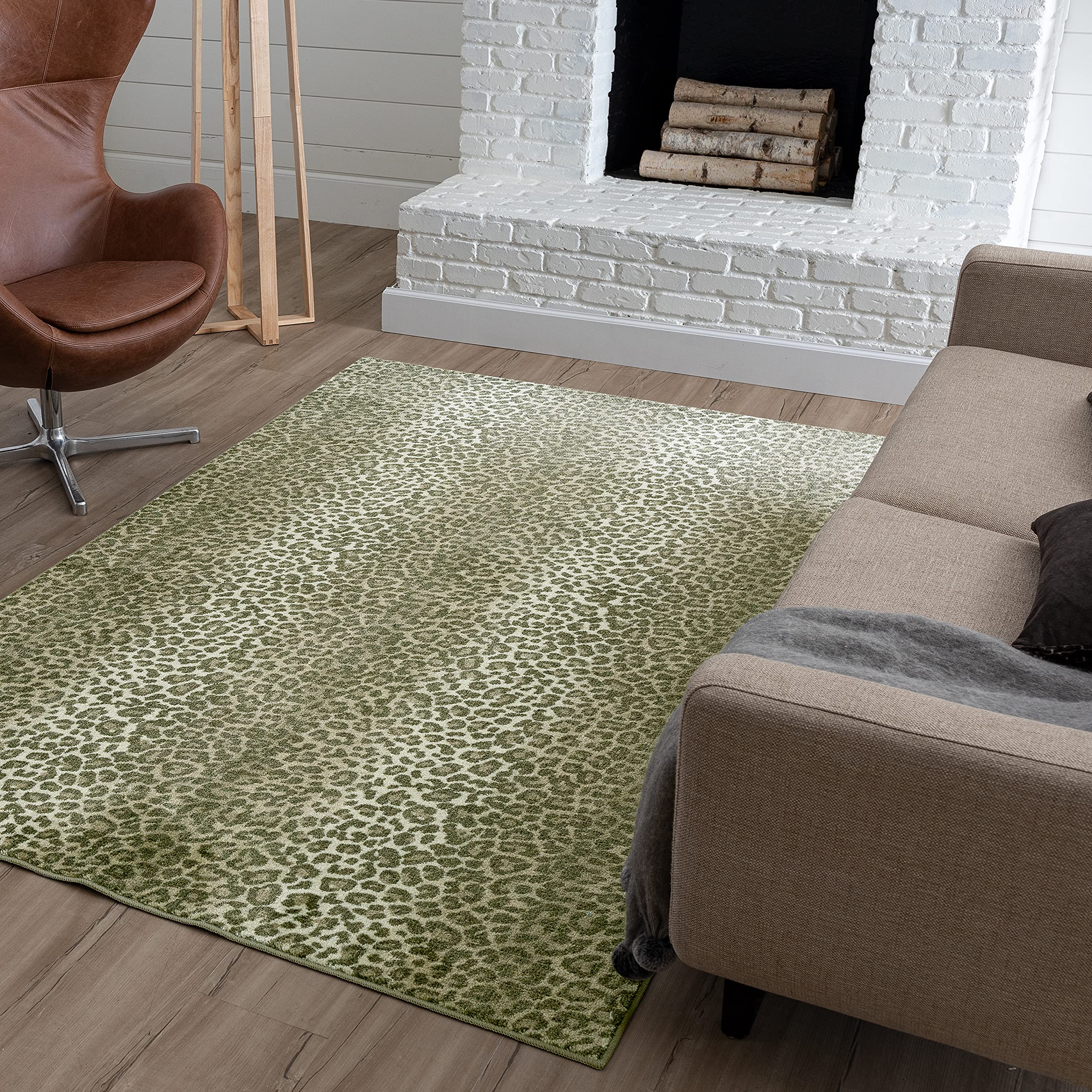 Mohawk Home Cheetah Print Gray Area Rug 4' x 6' - Soft Faux Fur Skin Design for Living Room, Bedroom & Home Decor