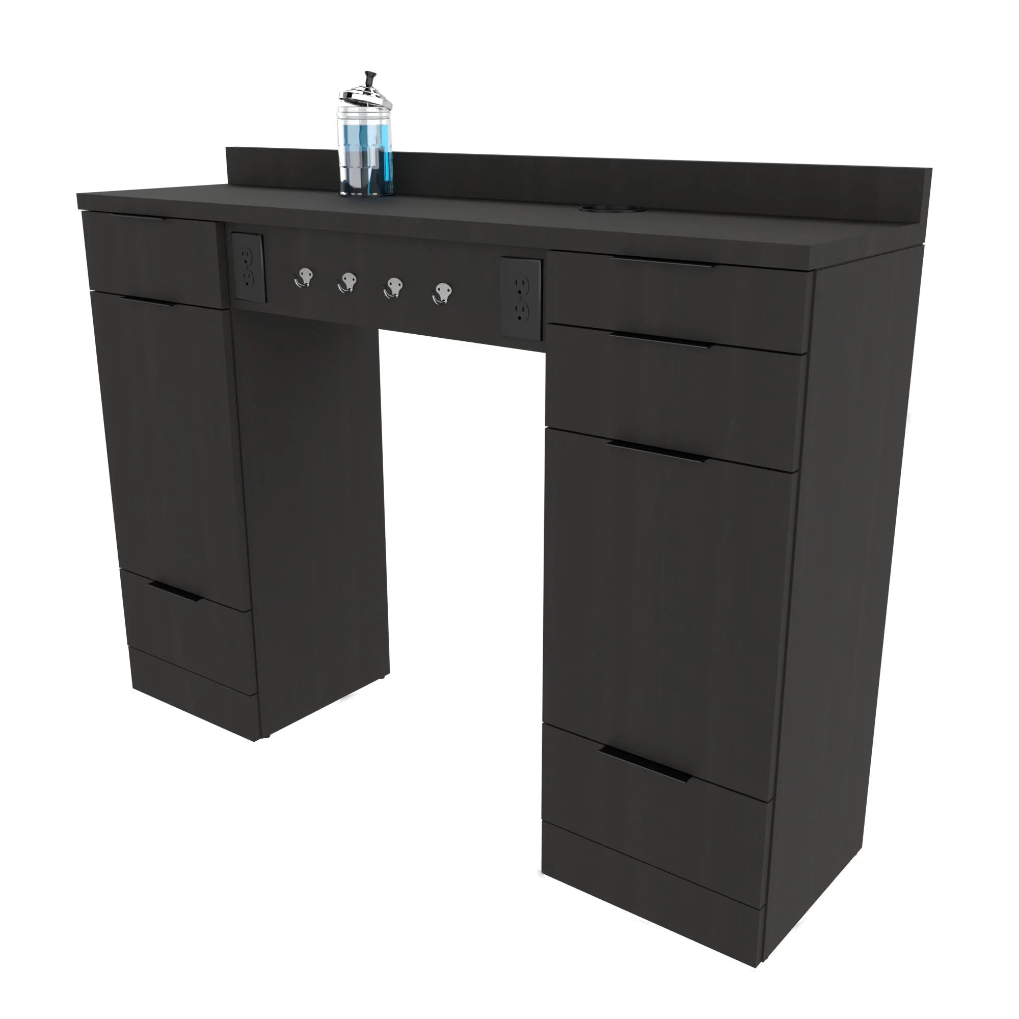 NICO Professional Barber Station with Accent Toe Kick - Salon & Home Hair Cutting Station for Barbers & Stylists - Perfect for Small Spaces & Mobile Services