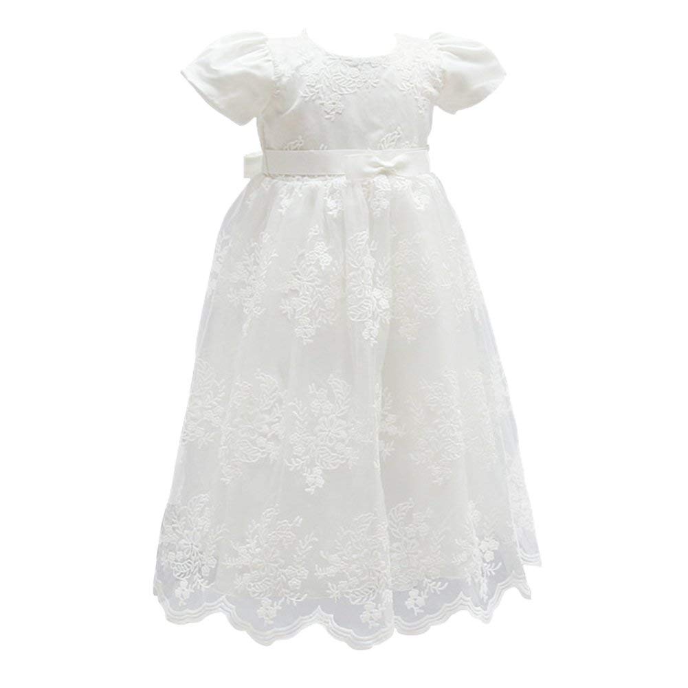 Glamulice Baby Girls Christening Baptism Dress - Newborn Floral Embroidered Lace Gown for Toddler | Perfect for Baptism, First Communion & Special Occasions