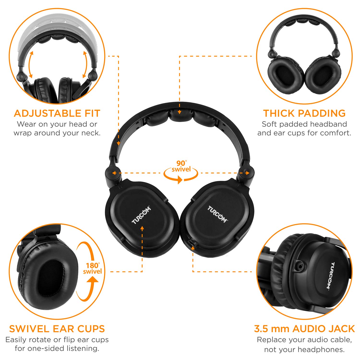 Over Ear Wired Gaming Headphones with Microphone - Professional DJ-Style Monitor Headset, 50mm Stereo Studio Sound & 100dB Sensitivity, Lightweight Adjustable Design for PC/PS4/Xbox Gaming & Music Production (TS-823)