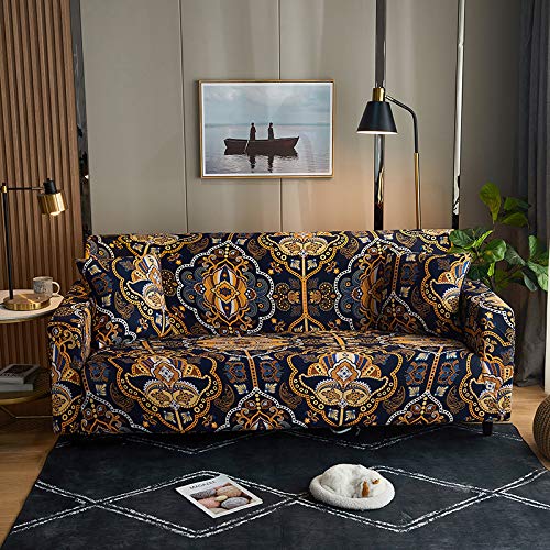 Stretch Printed Sofa Cover - Patterned Slipcover for Armchairs & Couches | Soft Fabric Protector | Perfect for Living Room, Bedroom & Office Decor (AJN, Armchair)