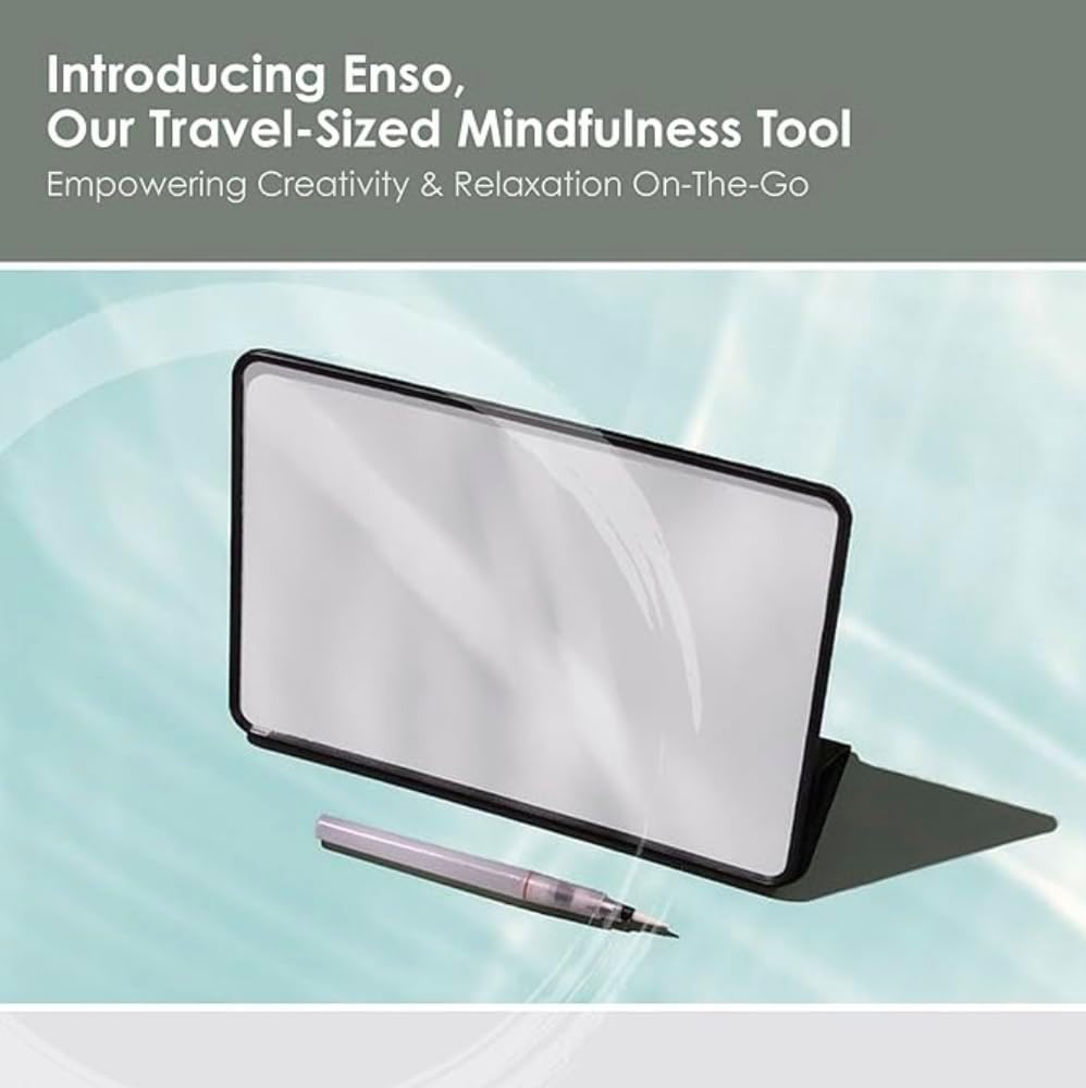 Buddha Board - Portable Zen Water Art Canvas with Brush | Reusable Drawing Board for Meditation & Stress Relief | Perfect for Mindfulness Practice, Office Desk Decor, and Creative Relaxation
