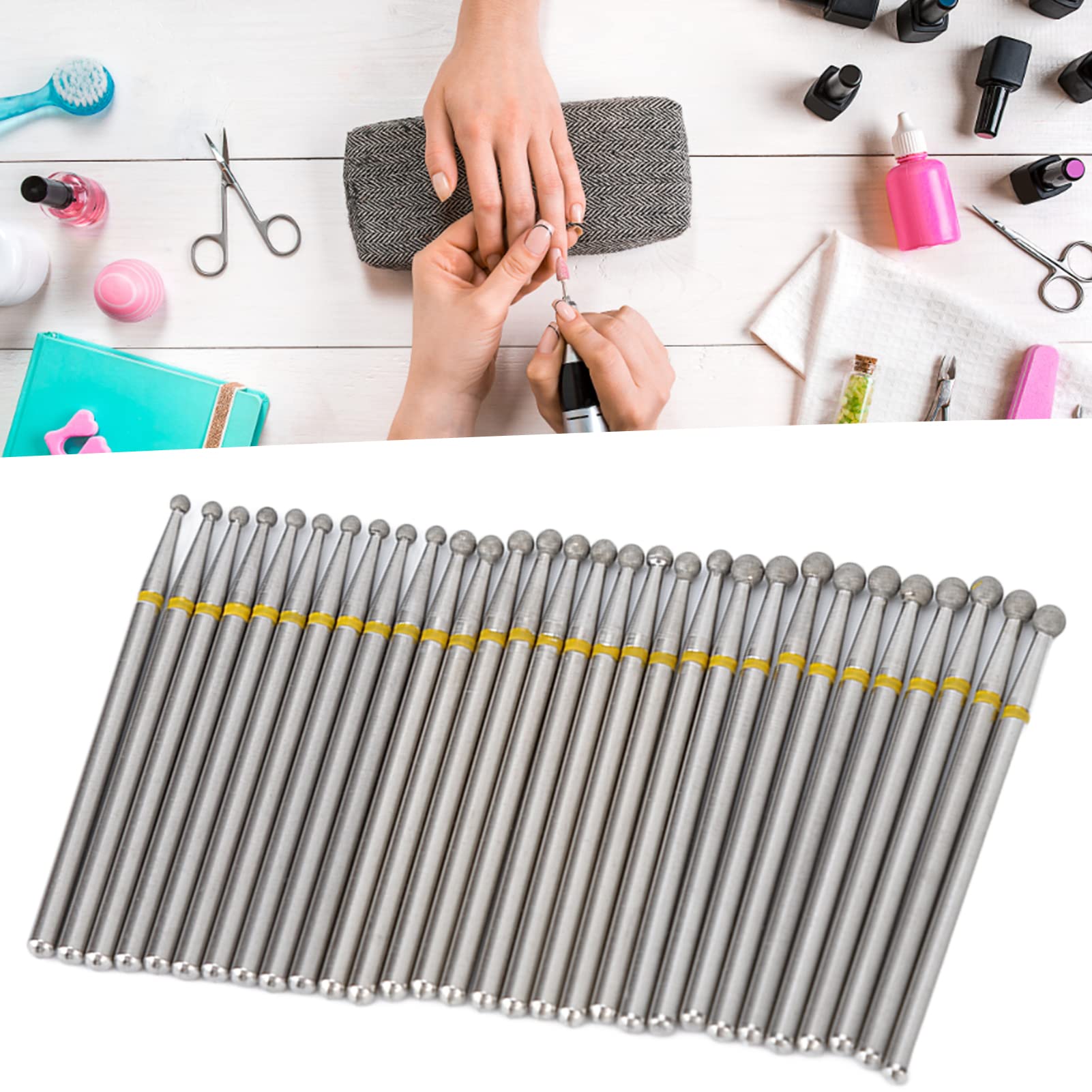 30PCS Professional Nail Drill Bits Set - Emery Nail Grinding Heads & Cuticle Remover for Manicure/Pedicure | Rotatable Nail Polishing & Shaping Tools for Salon & Home Nail Care