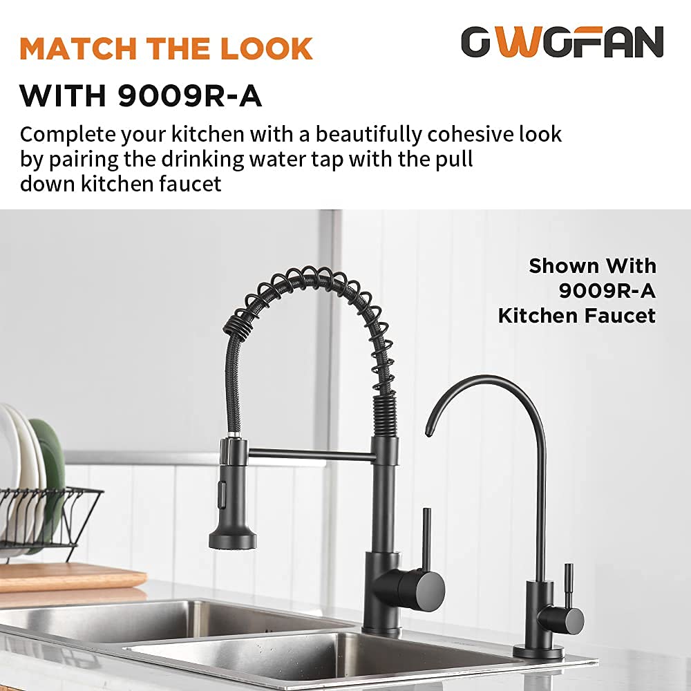 OWOFAN Matte Black Kitchen Sink Faucet with Pull Down Sprayer and RO Water Filter Faucet Bundle - Modern Brushed Nickel Finish for Home Kitchen Remodeling, Dishwashing & Cooking
