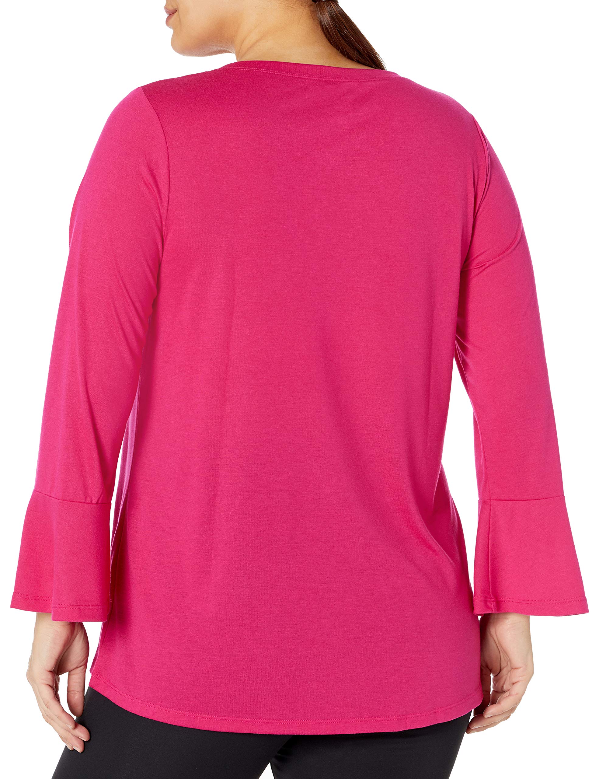 JUST MY SIZE Women's Plus Size Bell Sleeve Tunic Top - Flowy Casual Blouse for Work, Date Night & Everyday Wear