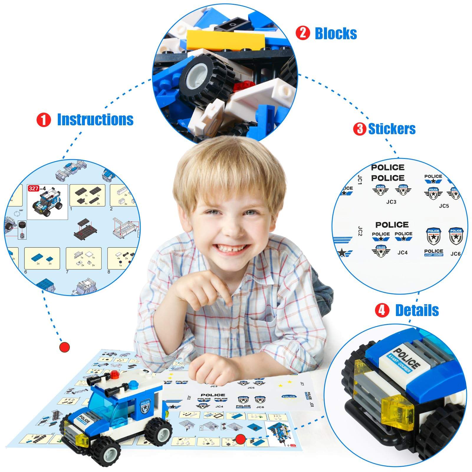 EP EXERCISE N PLAY SWAT City Police Station Building Blocks Toy Set - 776 Pieces with Anti-Terrorism Command Center Truck, Police Station & Cop Cars - STEM Construction Toys for Boys & Kids Ages 6-12 - Perfect for Creative Play, Birthday Gifts & Educational Activities