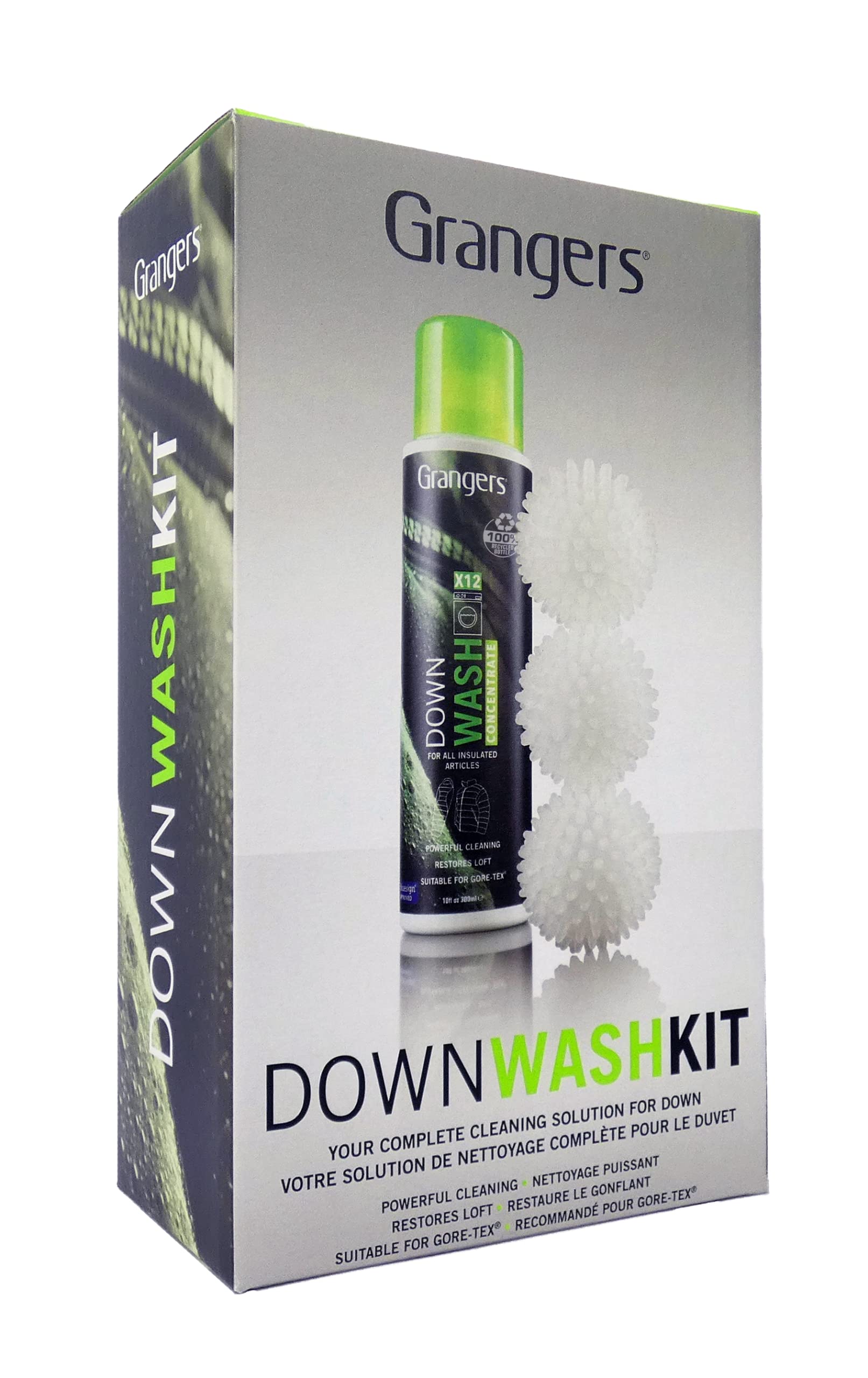 Grangers Down Wash Kit - 10 oz Concentrated Down Detergent & 3 Reusable Dryer Balls for Jackets, Sleeping Bags & Comforters | Restores Down Loft & Water Repellency | Ideal for Outdoor Gear & Home Use