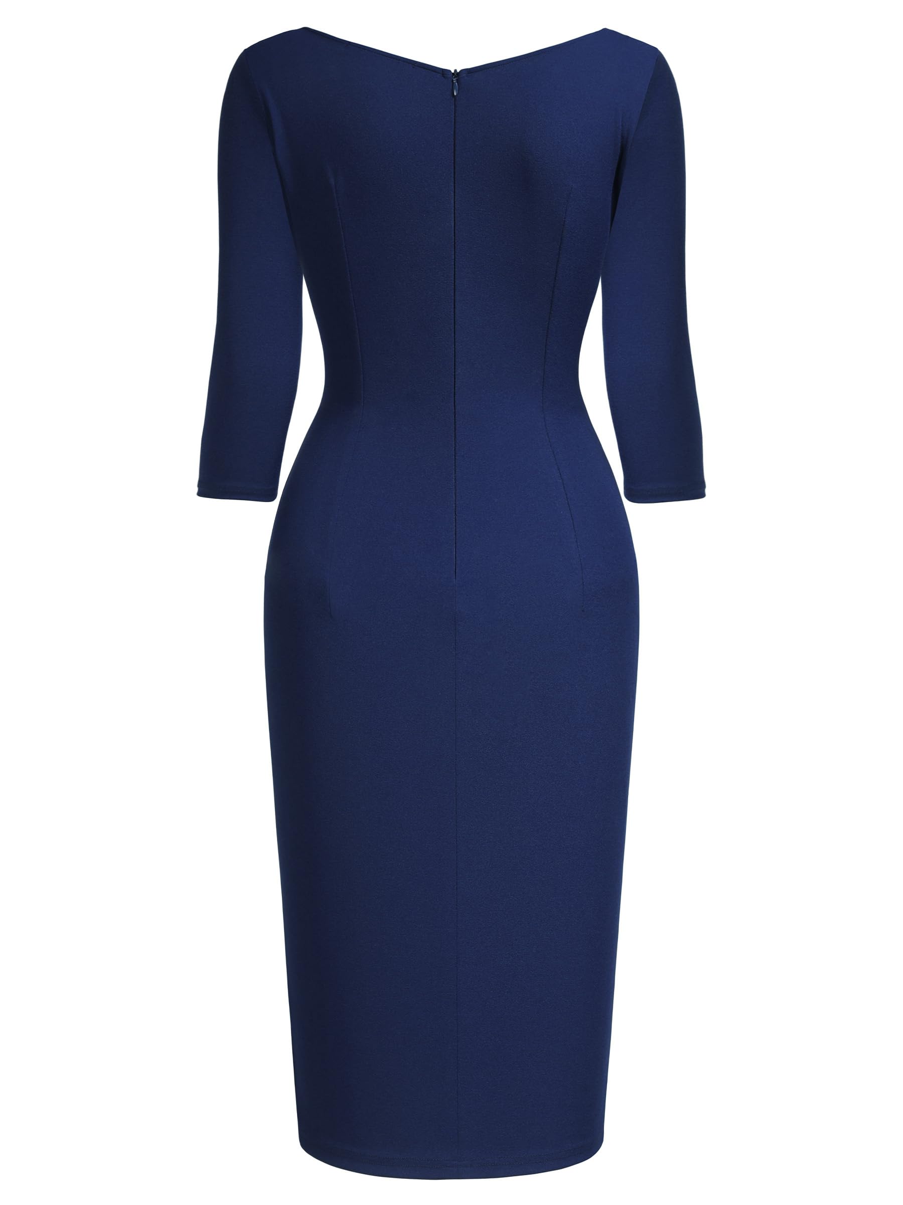 AISIZE Women's Retro Classy V-Neck Stretch Business Wrap Bodycon Dress - Elegant Office Wear & Cocktail Party Dress for Women