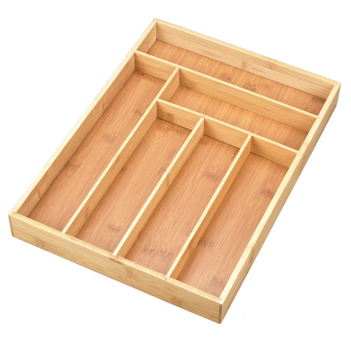 Bamboo Cutlery Drawer Organizer - Kitchen Utensil Tray Holder & Divider for Knives, Forks, Spoons - Perfect for Kitchen, Dining Room, and Office Organization