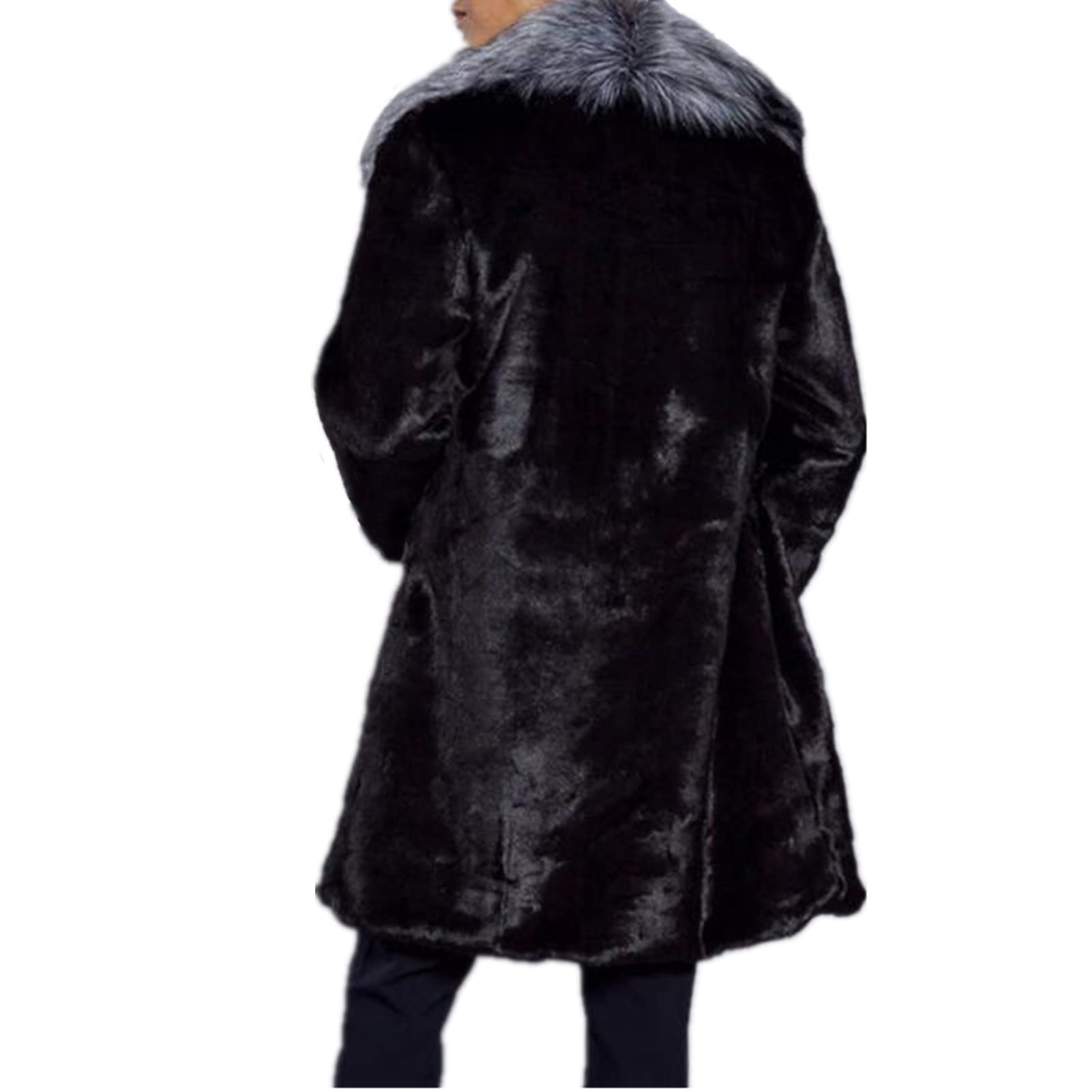 Men's Winter Long Sleeve Faux Fur Parka Jacket - Warm Turn Collar Overcoat for Cold Weather | Outdoor Activities, Snow Sports & Casual Wear