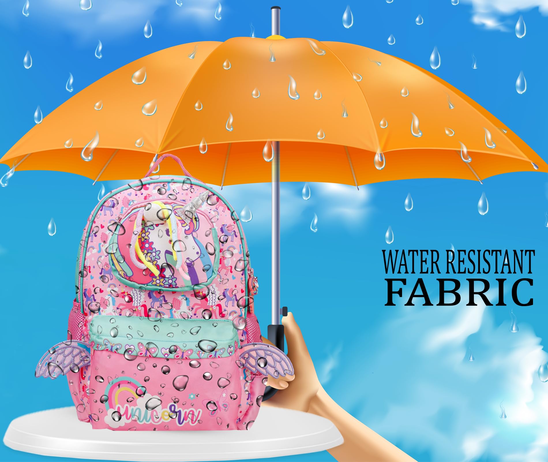 **ADSON Unicorn Wings Lightweight Orthopedic School Backpack for Kids & Toddlers - Spacious Travel Bag, Water-Resistant, Plush Shoulder Bag for Preschool & College - Perfect Gift for Girls (Unicorn Pink) - Ideal for School, Travel & Daily Use**