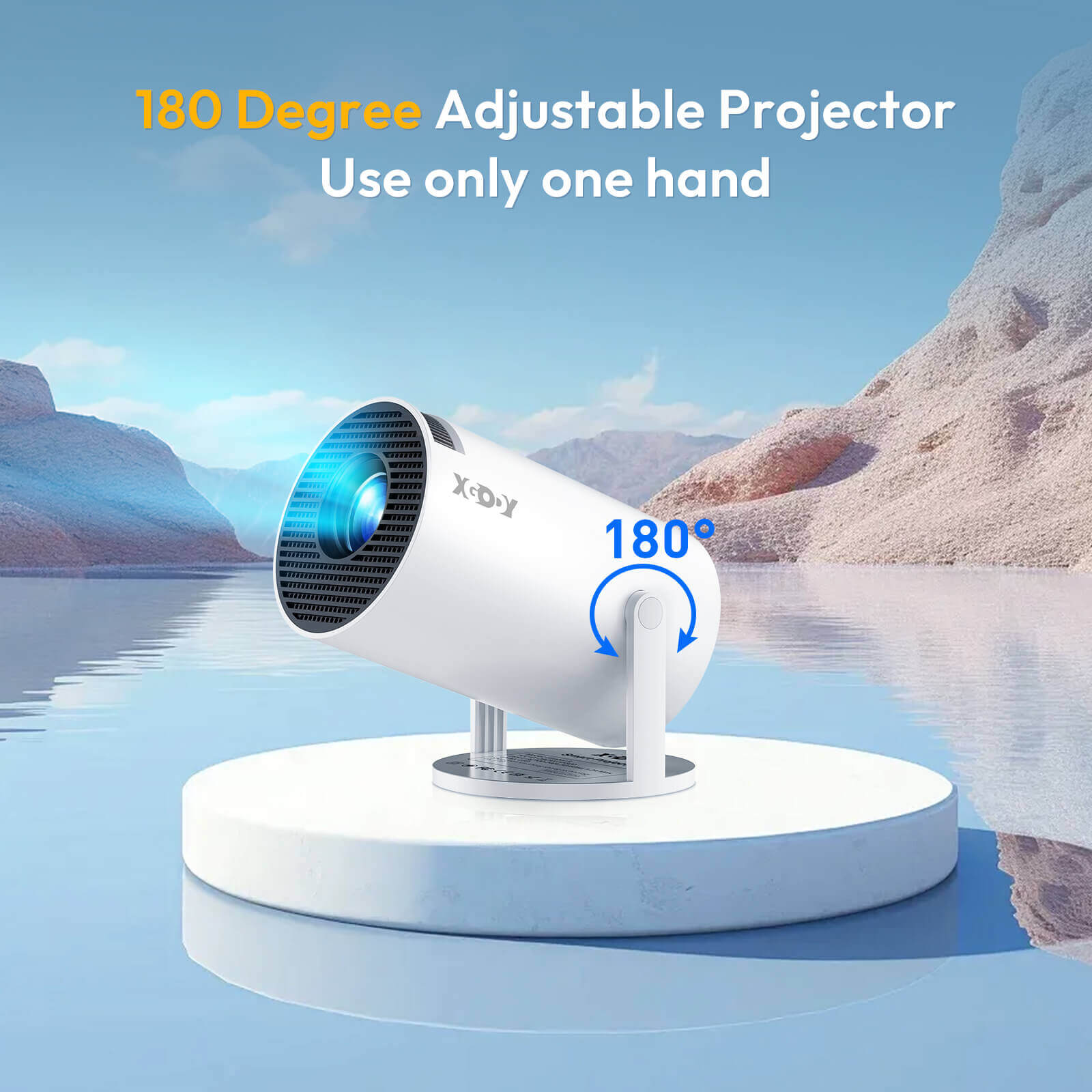 XGODY Gimbal3 Portable Short Throw Projector with Android 11.0, Bluetooth & WiFi 6 - Home Theater, Outdoor Movie Nights, Gaming & Office Presentations