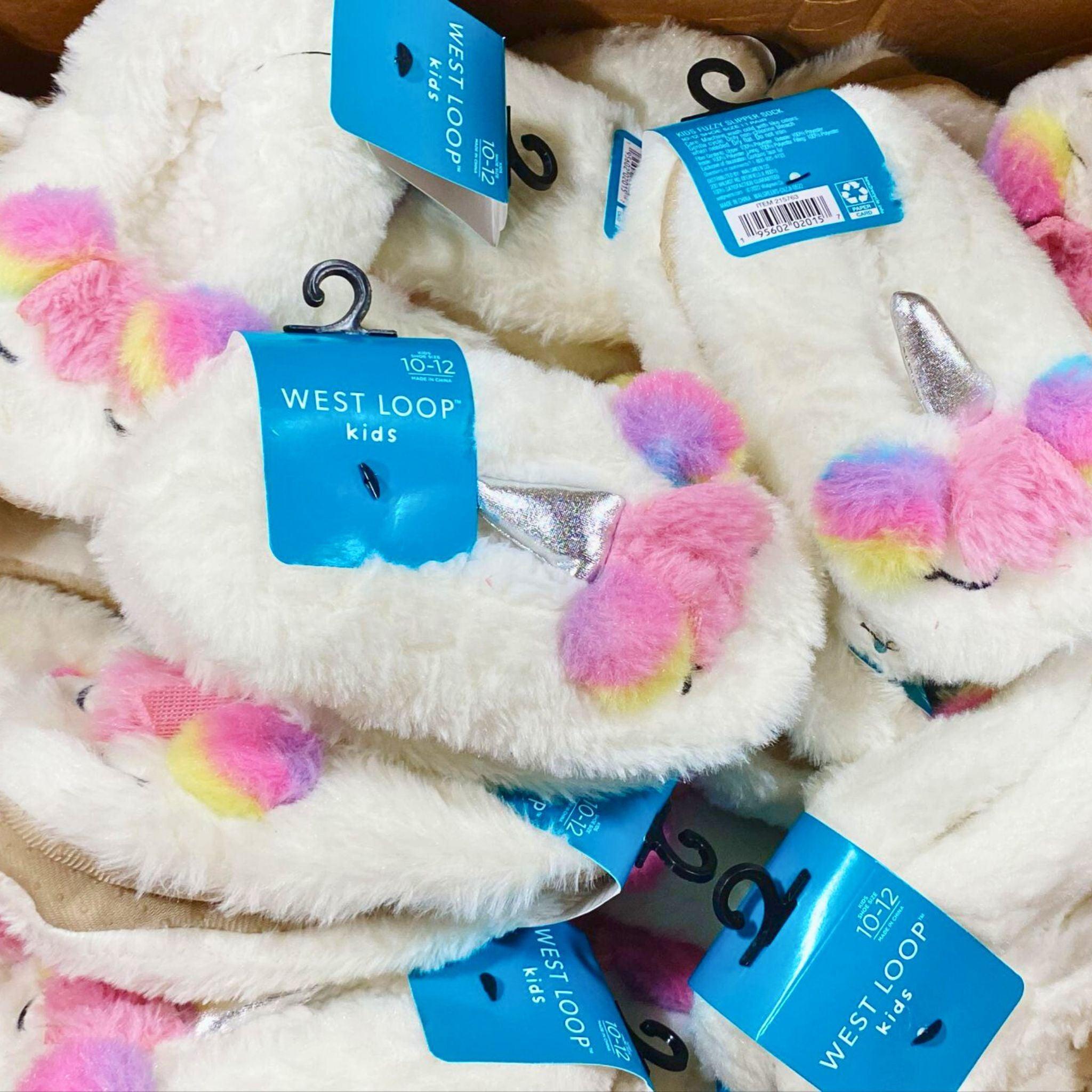 West Loop Kids Unicorn Slippers - 60 Pcs Bulk Pack - Soft & Cozy Unicorn-Themed Slippers for Girls - Perfect for Birthday Gifts, Sleepovers & Indoor Play