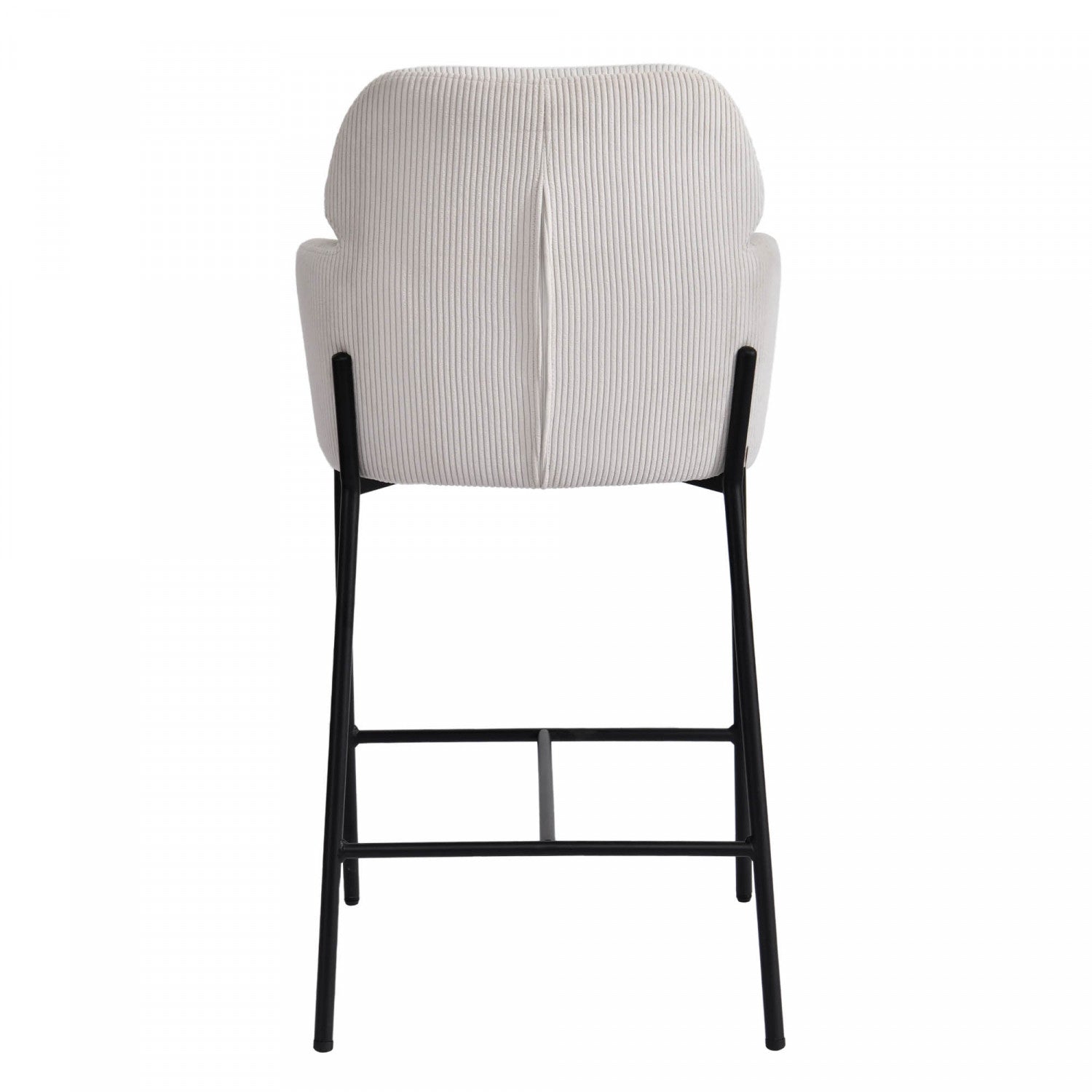 Celon Counter Stool Set of 2 - White Corduroy Upholstered Bar Stools for Kitchen Island, Breakfast Nook & Home Decor