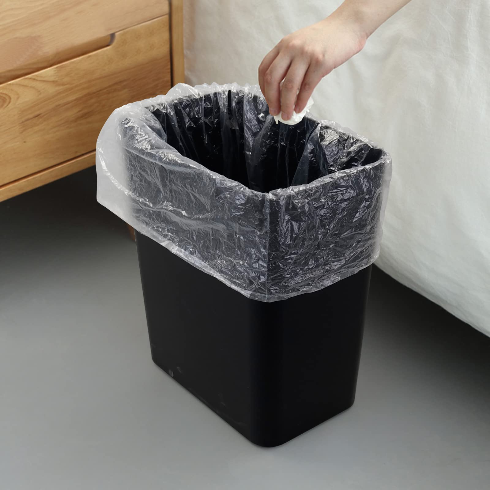 3-Pack Black 4.5 Gallon Trash Can Wastebasket with Lid, Heavy Duty Garbage Bin for Kitchen, Bathroom & Office - Odor Control & Space Saving Solution