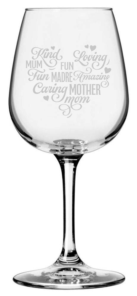 Mother's Day Wine Glass - 12.75oz Etched Heart Design for Gifts & Celebrations