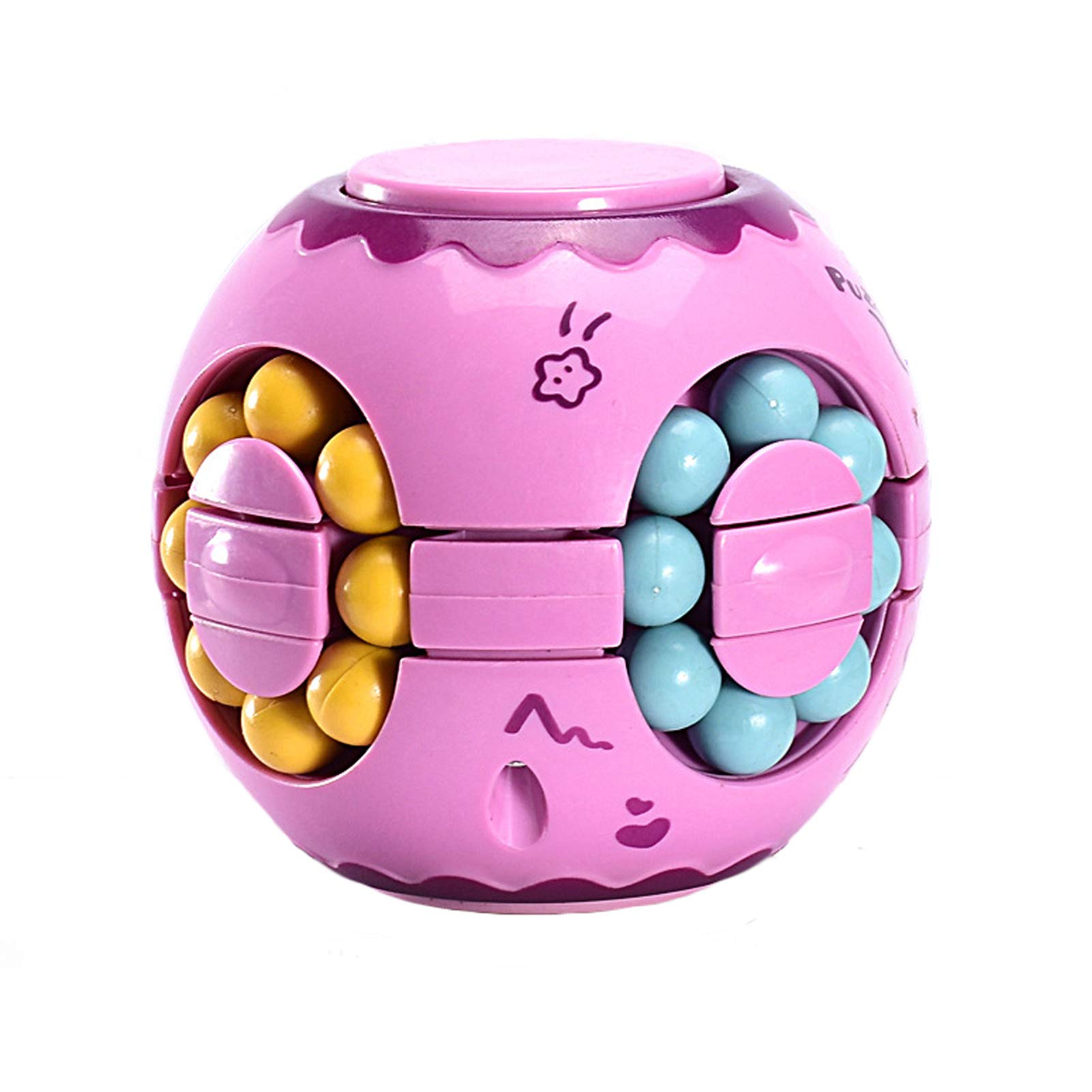 Rotating Magic Bean Cube Spinner Fidget Toy - Stress Relief & Anxiety Relief Puzzle for Adults & Kids - Educational Learning Toy for Focus & Relaxation - Perfect for Office, School & Home Use (Pink)