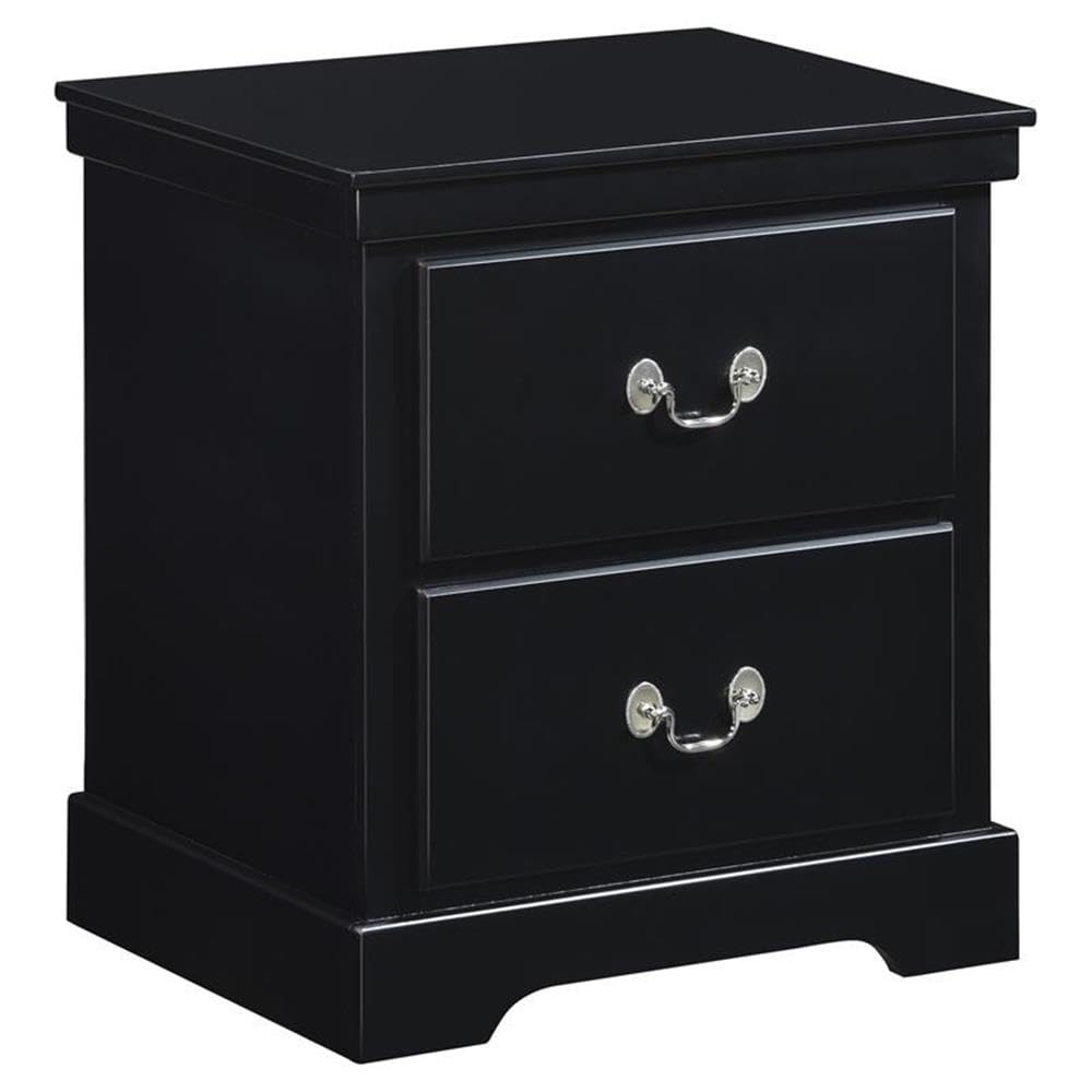 Lexicon Seabright 2-Drawer Black Wood Nightstand - Traditional Bedside Table with Storage for Bedroom, Living Room & Office