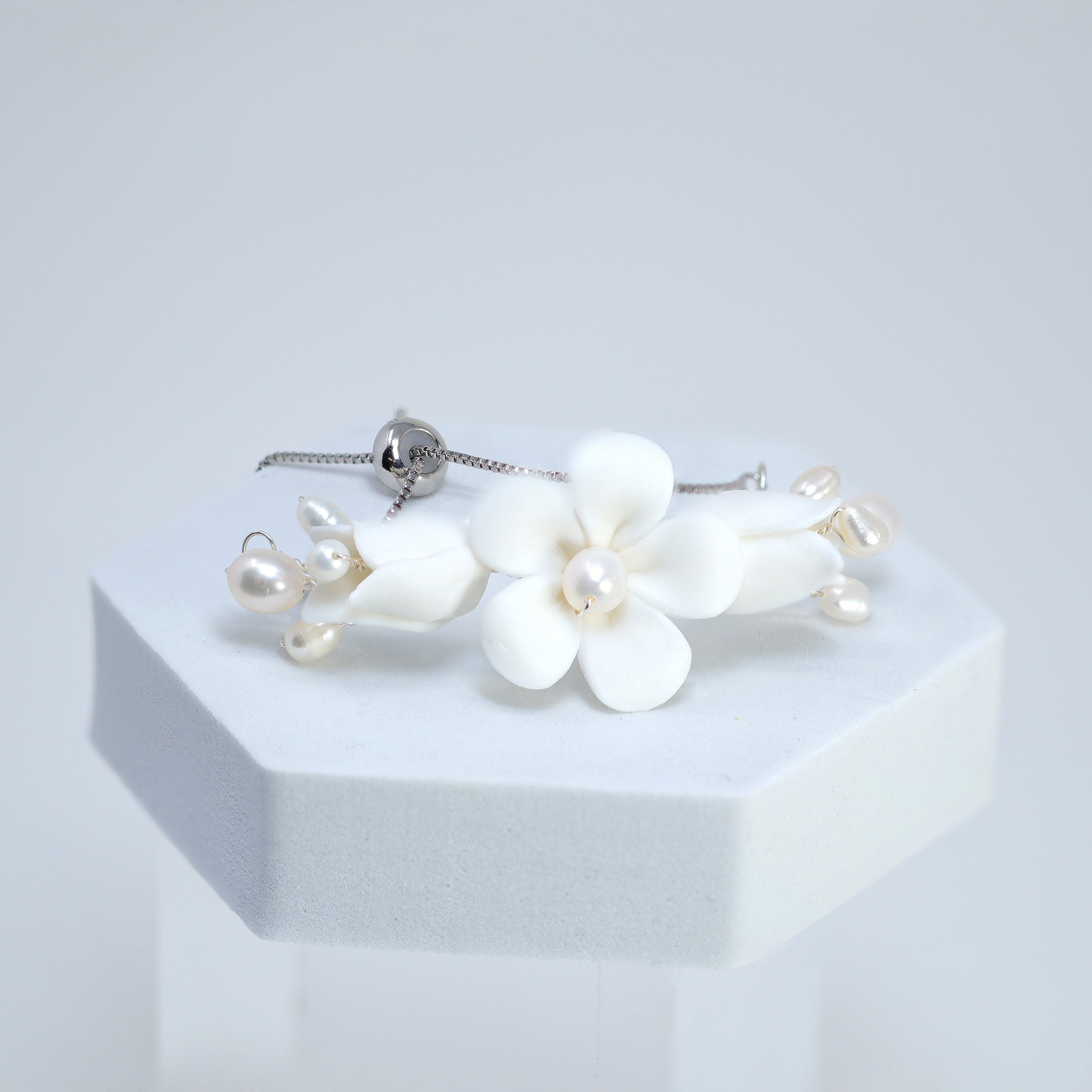 Elegant Porcelain White Floral Pearl Stud Earrings - Natural Pearl Bridal Jewelry for Wedding, Bridesmaid & Special Occasions | Perfect for Bridal Party, Prom & Evening Events