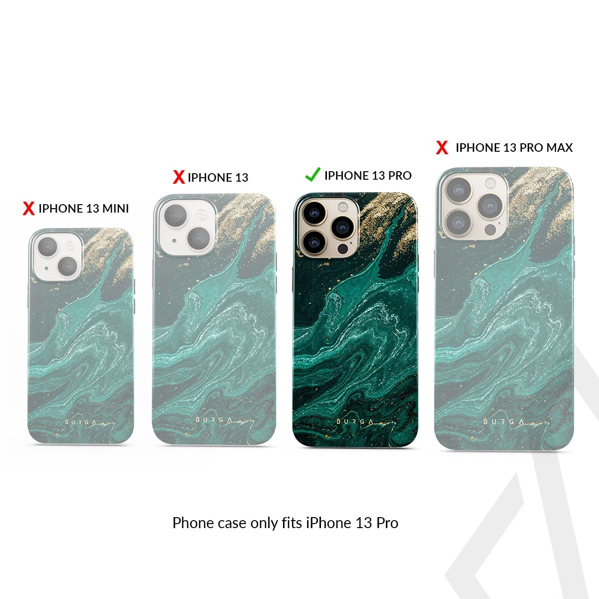 BURGA iPhone 13 PRO Case with Metal Ring Stand Holder - 360° Rotating Finger Grip Kickstand, Heavy Duty Shockproof, Fashionable & Cute Design for Girls (Emerald Pool) - Perfect for Work, Travel, and Everyday Use