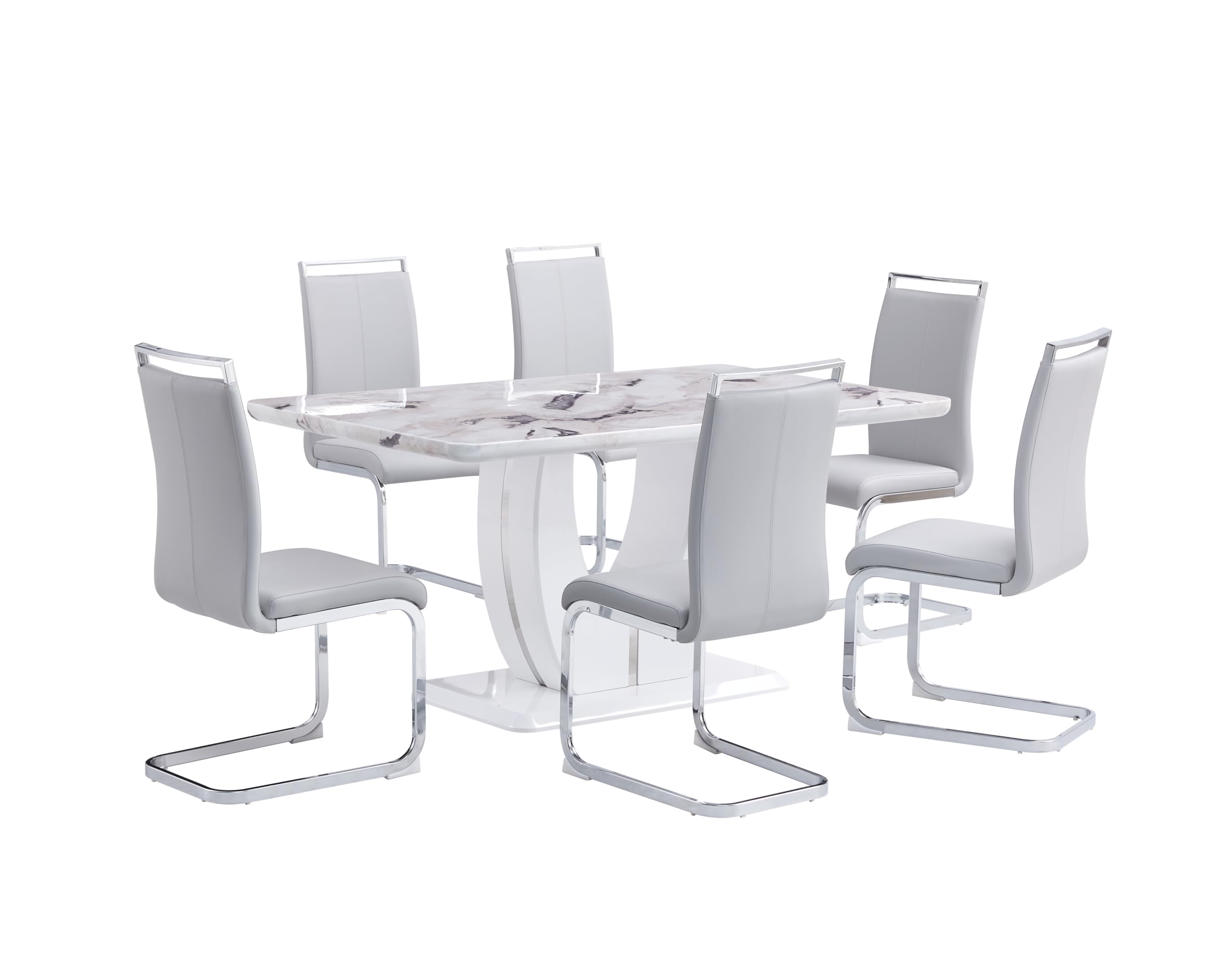 Modern 6-Piece Dining Table Set with 63