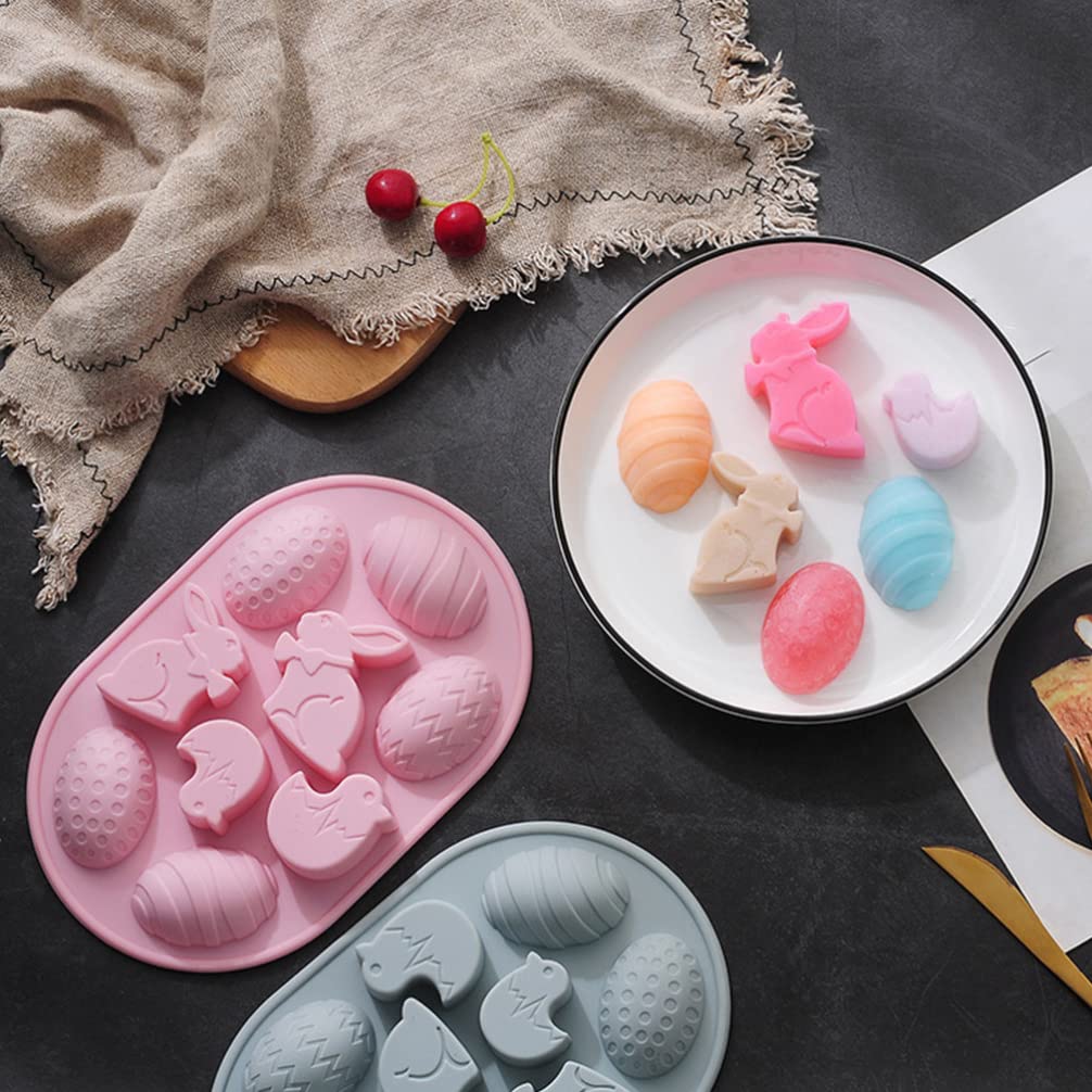 2pcs Bunny Shaped Silicone Cake Molds for DIY Baking - Egg Design Chocolate & Cake Molds - Creative Baking Supplies for Easter, Birthdays & Party Decorations