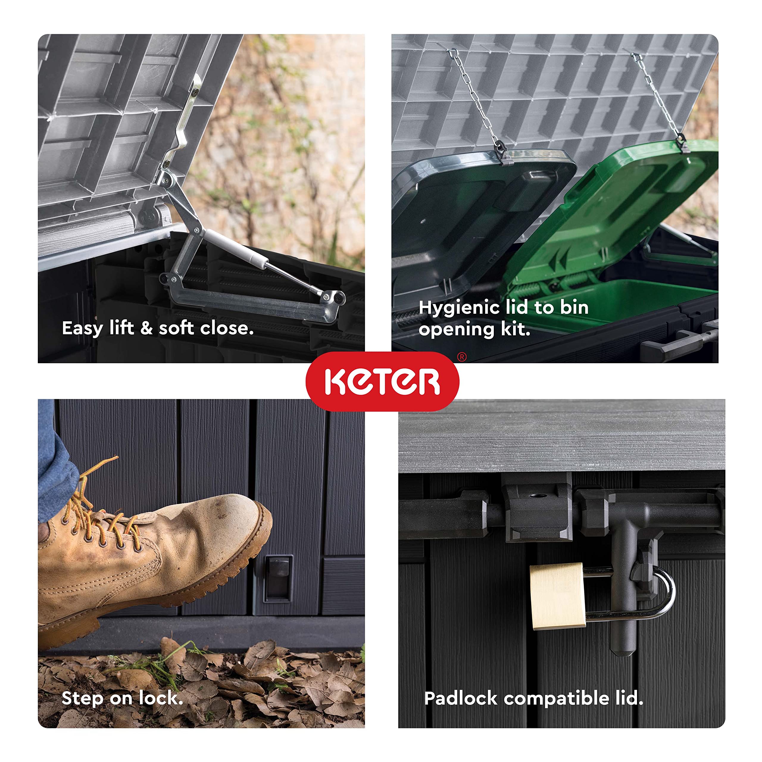 Keter Store-It-Out Prime 4.3 x 3.7 ft. Outdoor Resin Storage Shed with Easy Lift Hinges - Heavy Duty Weatherproof Deck Box for Yard Tools, Pool Floats & Garden Accessories - Perfect for Patio, Backyard & Garage Organization (Black)